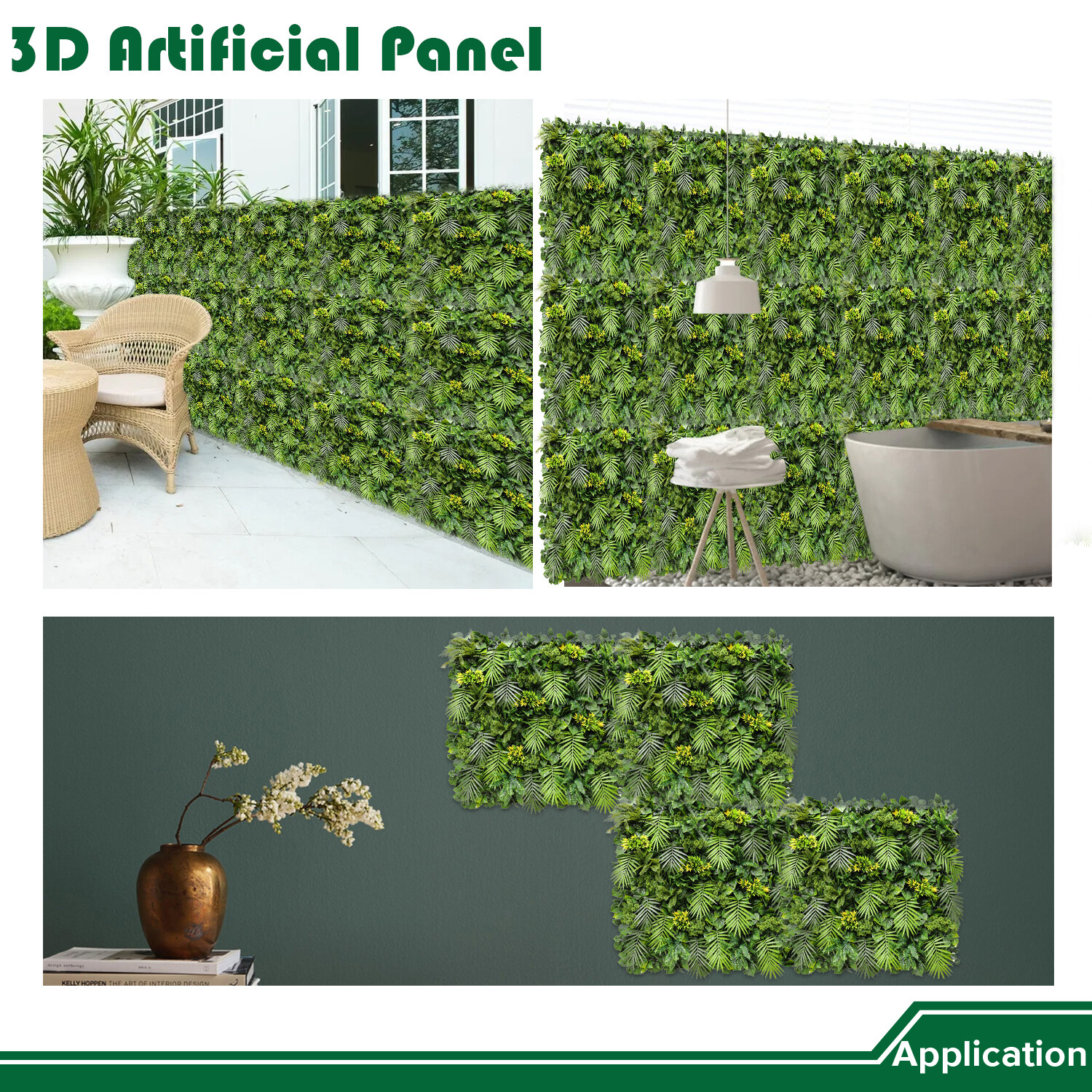 40″ Artificial Grass Mats 3D Mixed Plant Wall Ledge Decor For Home Festival #8