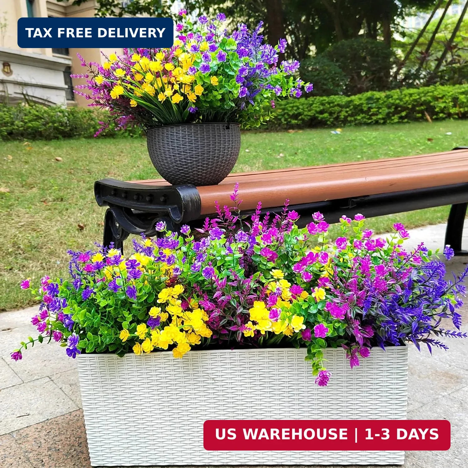 Grunyia 20 Bundles Artificial Flowers Outdoor UV Resistant No Fade Fake Plants F