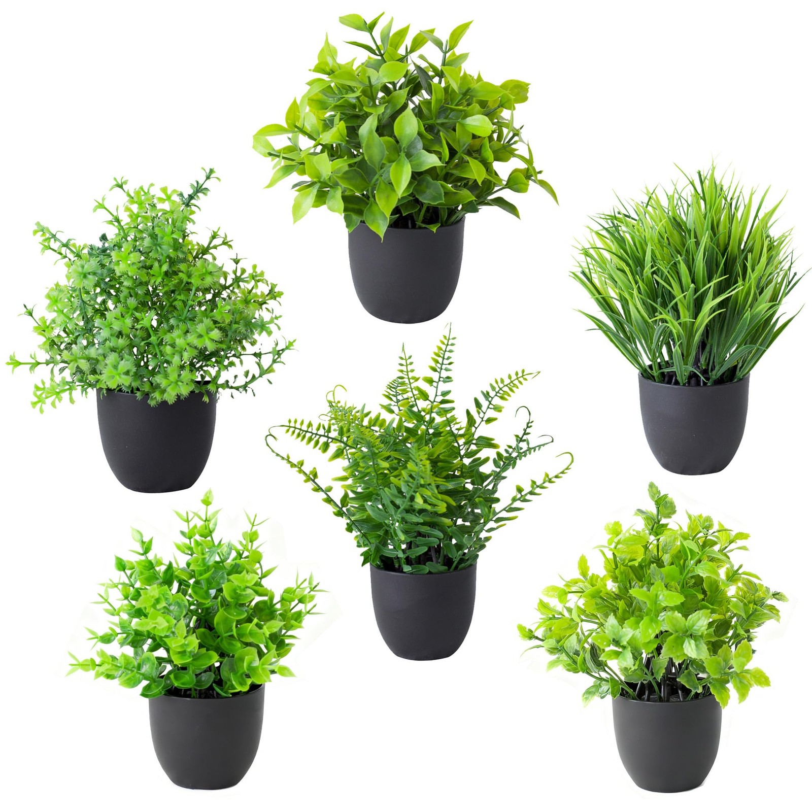 6 PCS Mini Artificial Simulation Green Potted Plants Home Office Desk Decor