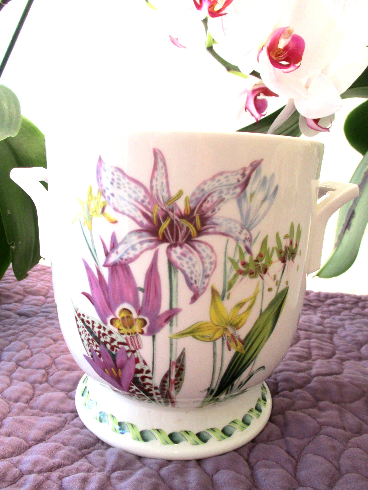 Portmeirion Ladies Flower Garden Footed Orchid Cache Pot Planter Mint Rare!