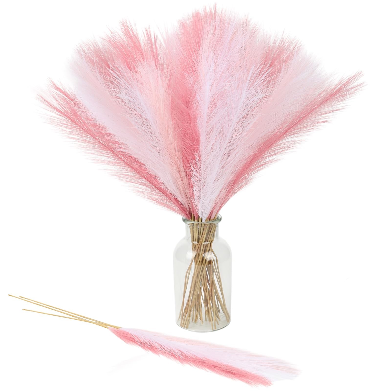 30 PCS Pampas Grass Decor 21 Inch Artificial White Pink Vase Filler