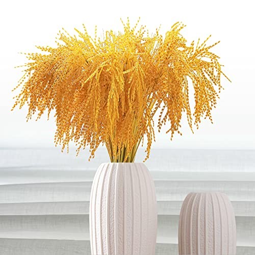 Fake Grain Plant Artificial Paddy Rice Flowers Natural Plants for Home Yellow