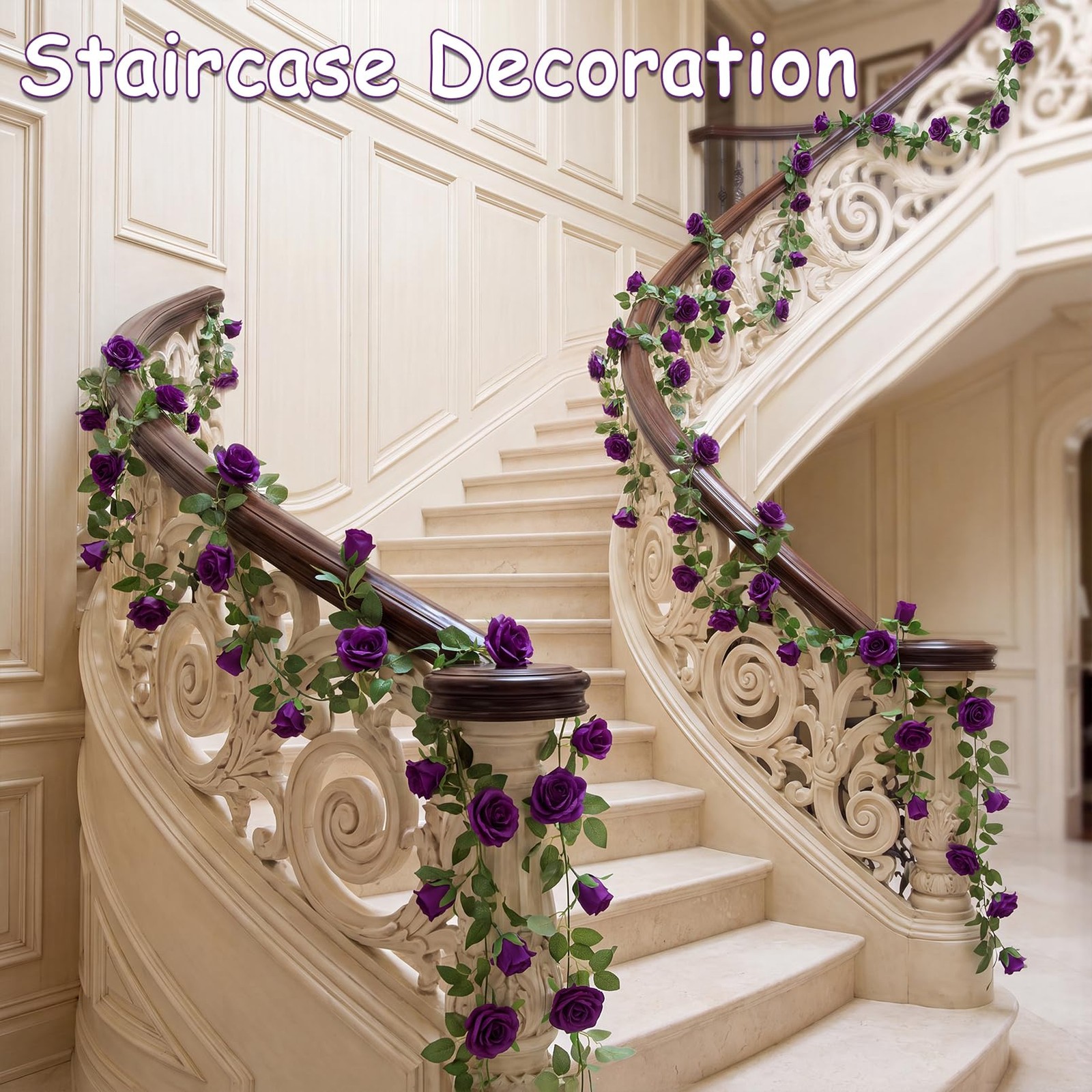 2 Pack Dark Purple Garland Each 6.5FT Artificial Flower Garland