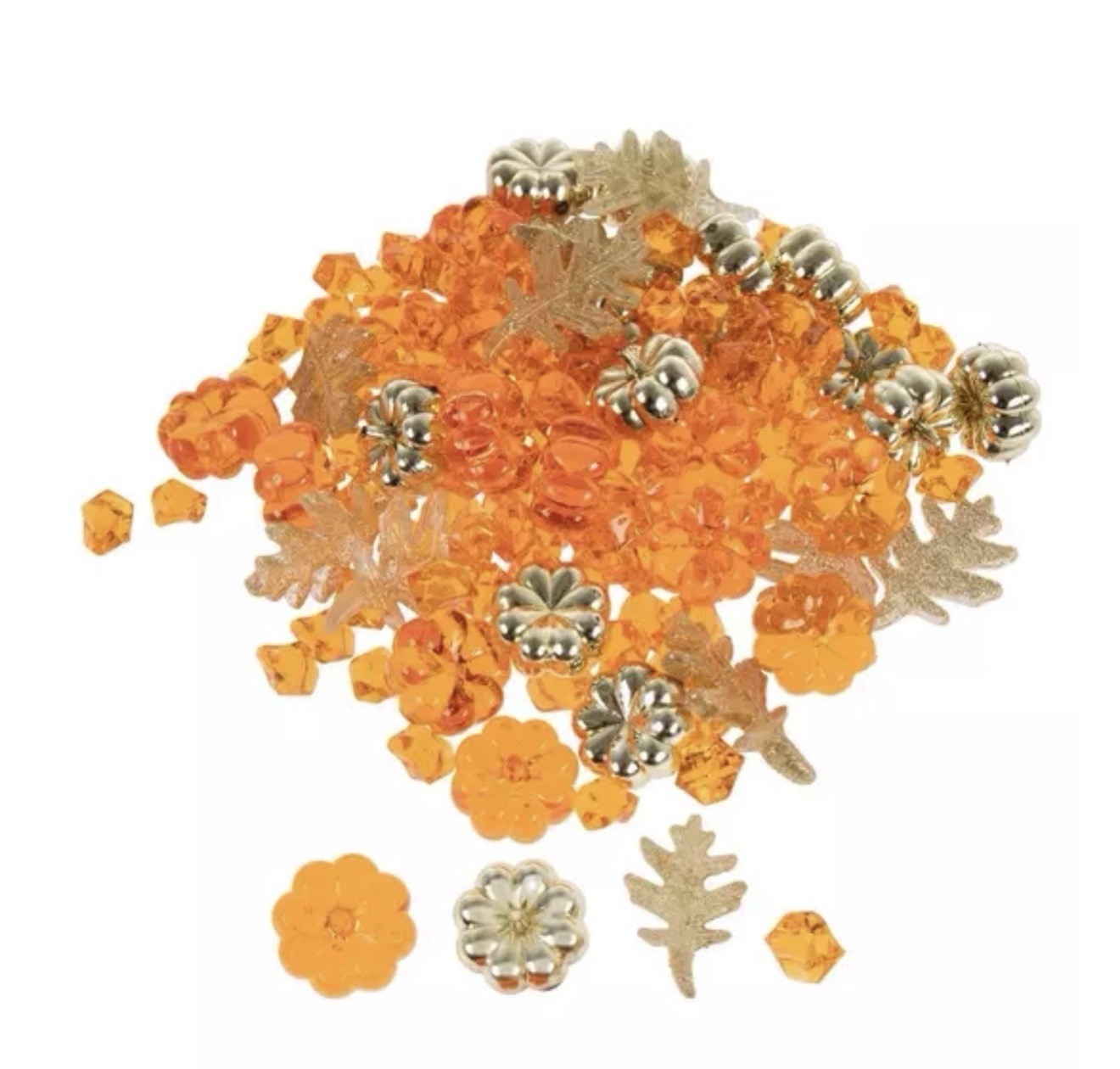 NEW ACRYLIC FALL PUMPKINS MAPLE LEAVES TABLE SCATTER VASE FILLER 6.45 OZ BAG
