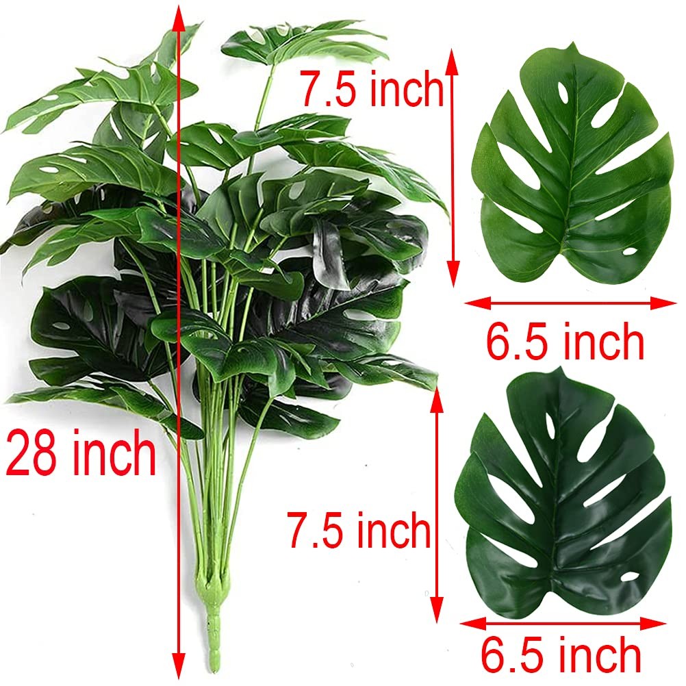 Artificial Palm Leaves Plants Faux Fake Monstera Turtle Leaf Tropical Large P…
