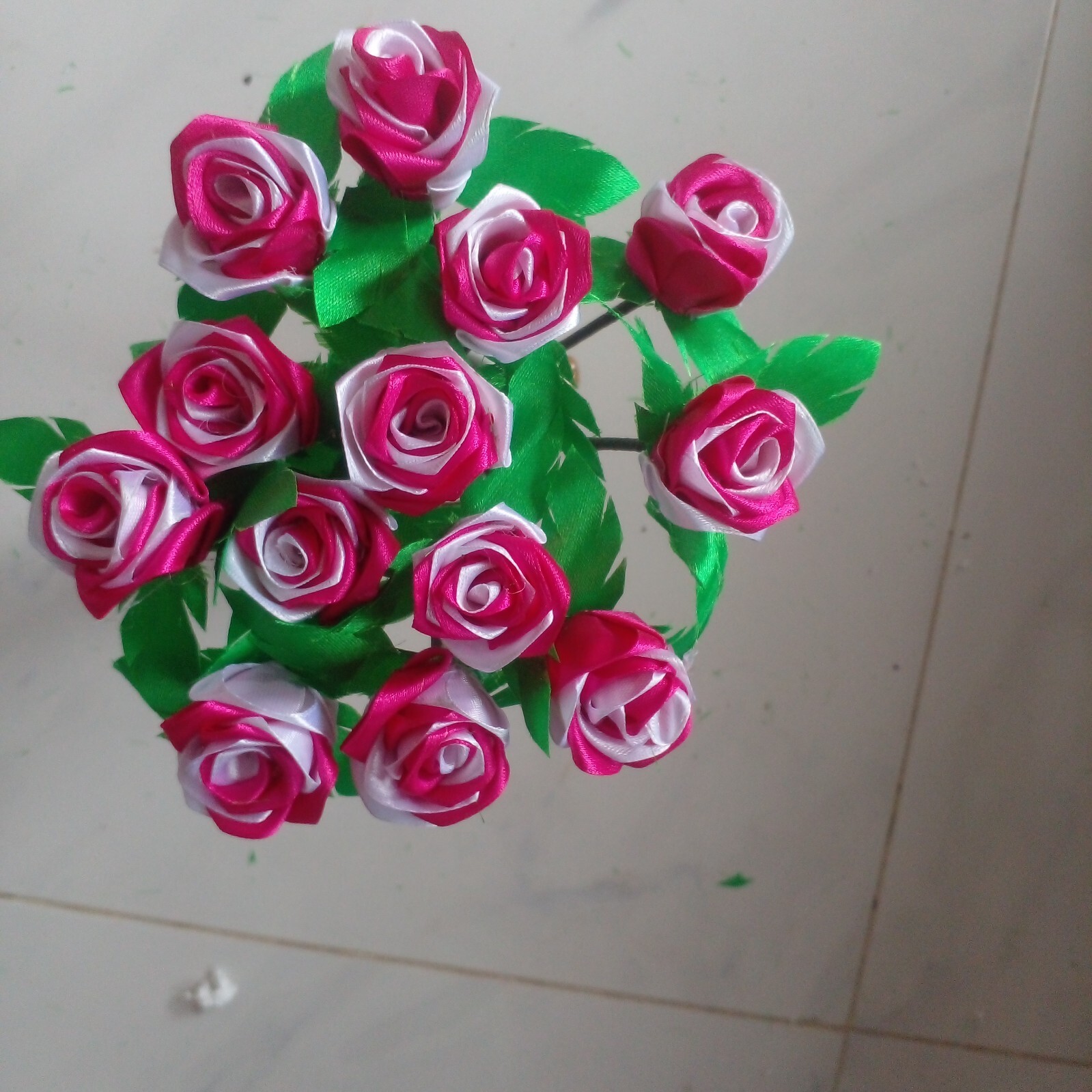 RIBBON ROSE FLOWERS Satin Lot Multicolour DIY Craft Handmade Artificial 5pcs Sti