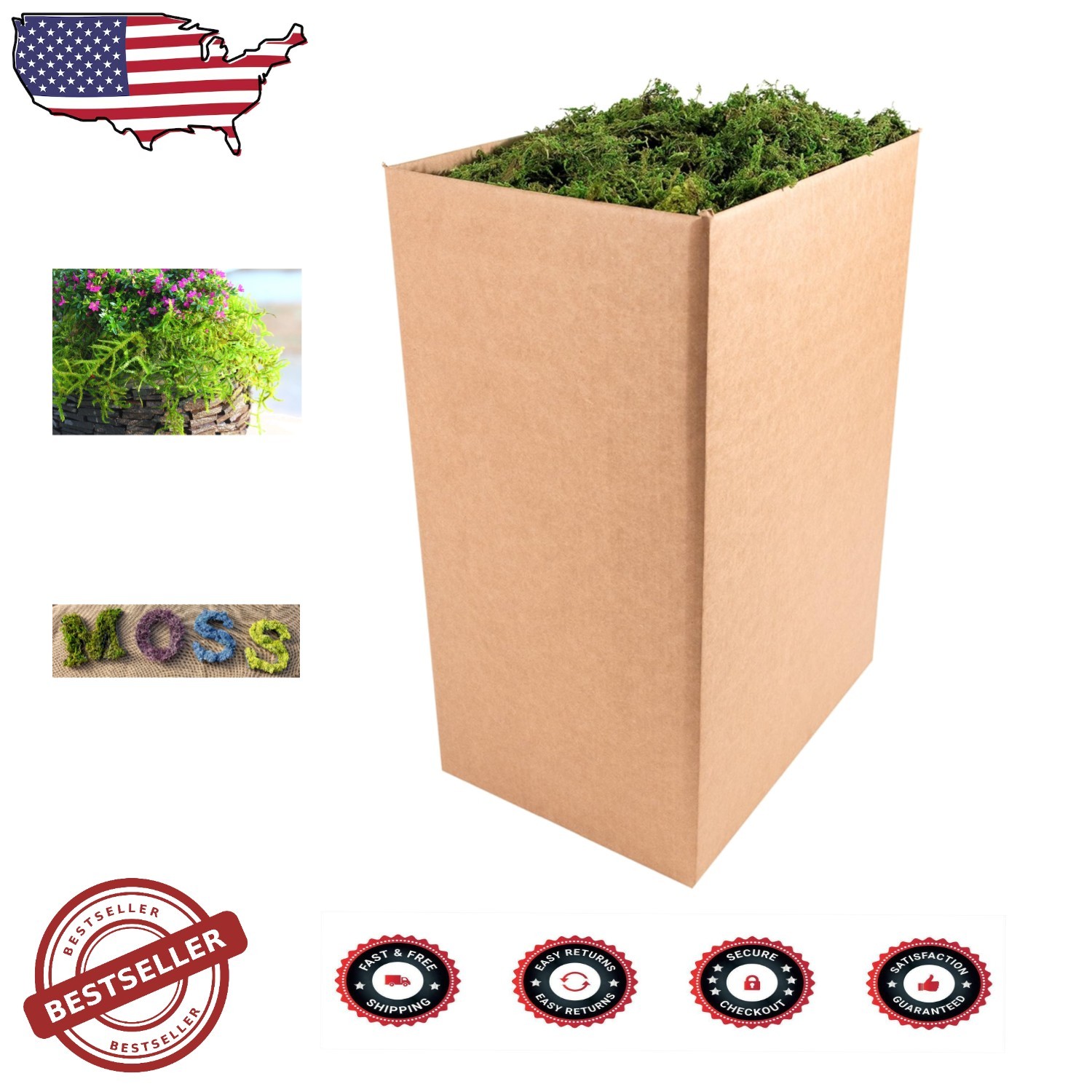 Vibrant Green Preserved Moss 10 Lb – Natural Elegance, Long-Lasting Garden Decor