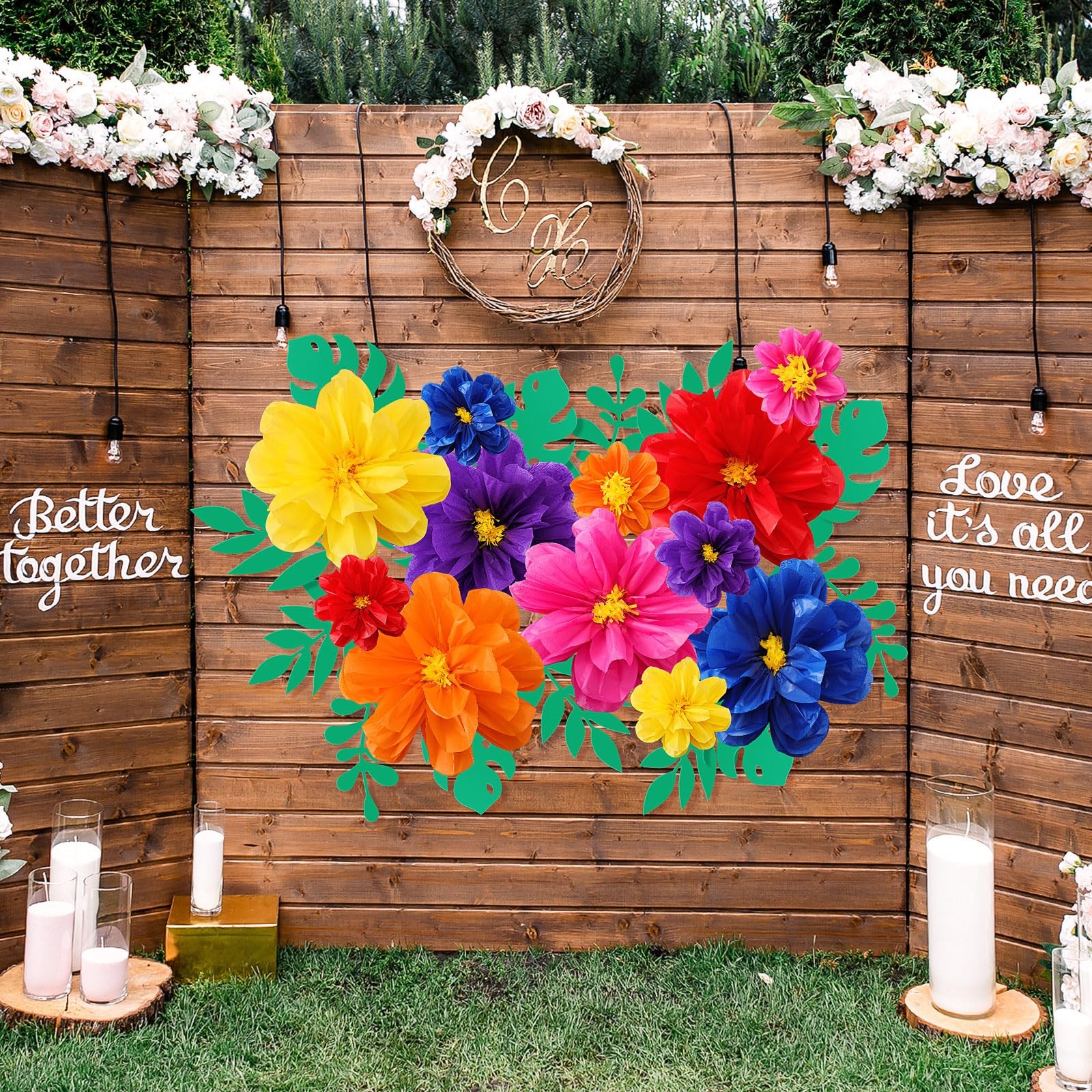 40 Pcs Mexican Giant Paper Flowers Leaves Set, 24 Pcs Large Mexico Tissue Pap…