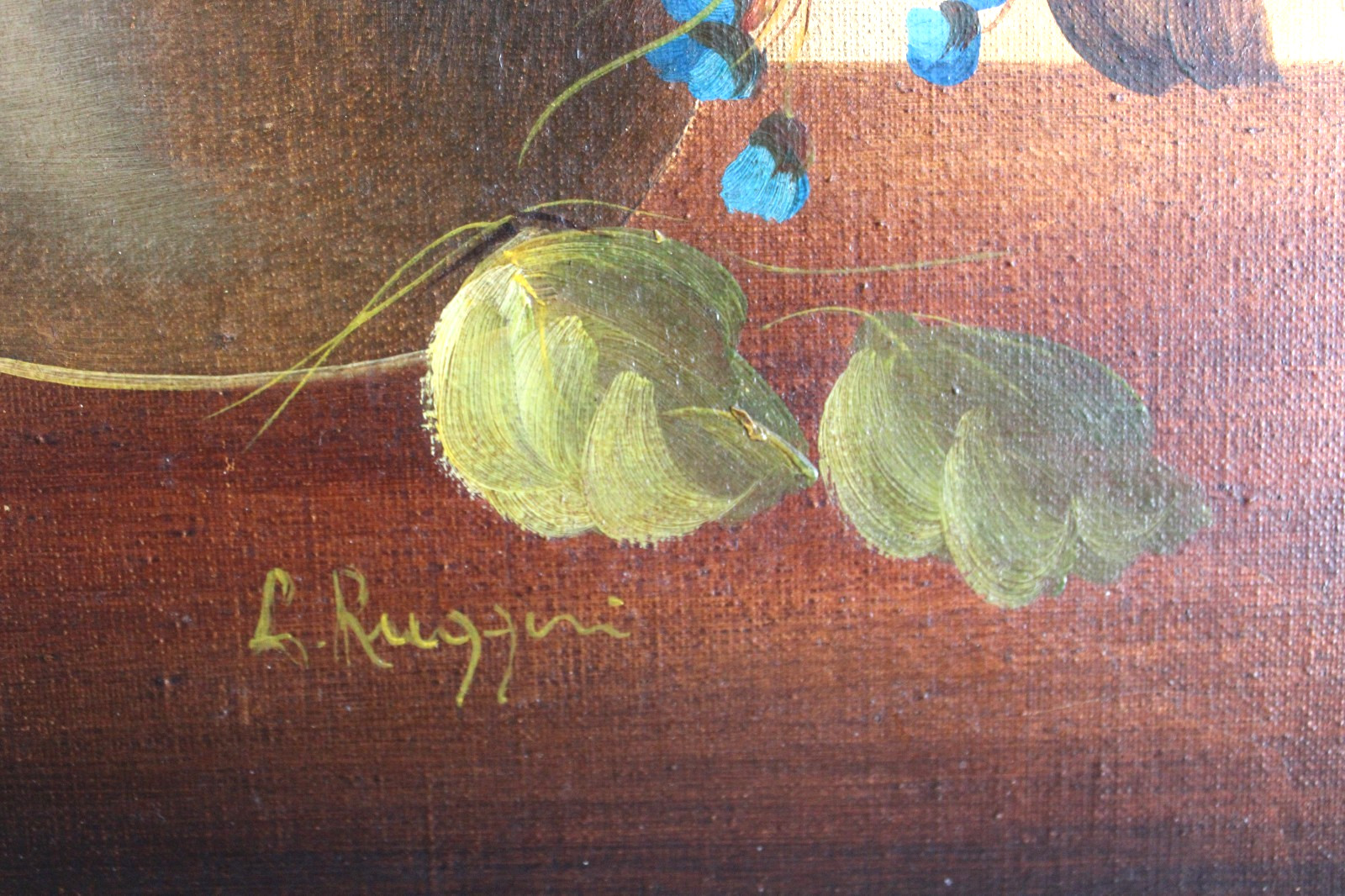BIG GOLD GILT ORIGINAL OIL PAINTING STILL LIFE FLORAL MID CENTURY SIGNED CANVAS