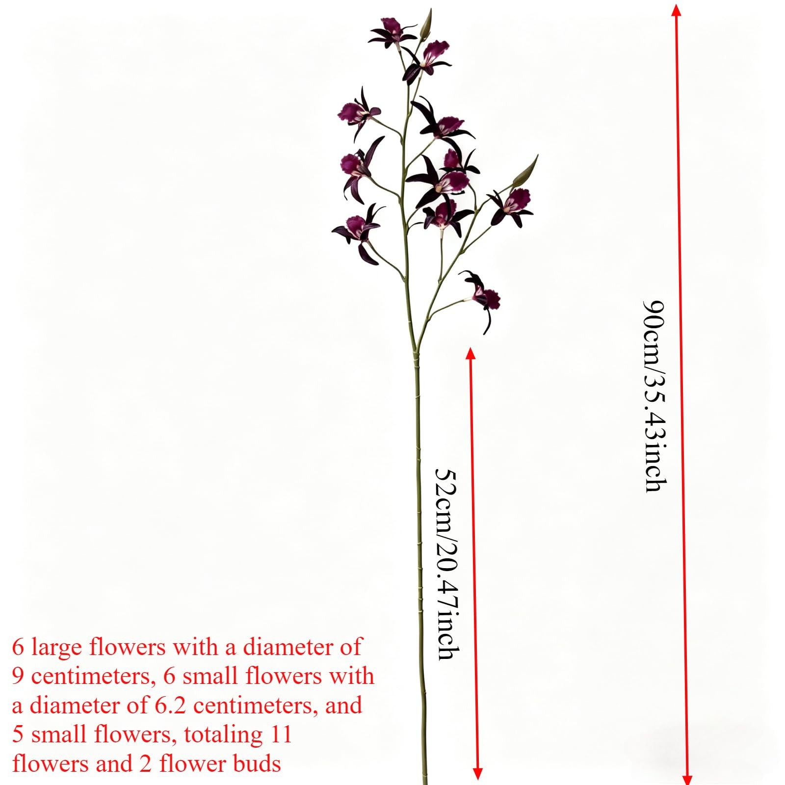 2 PCS 35.4 Inch Artificial Dendrobium Orchid Faux Silk Fabric Flower Decor