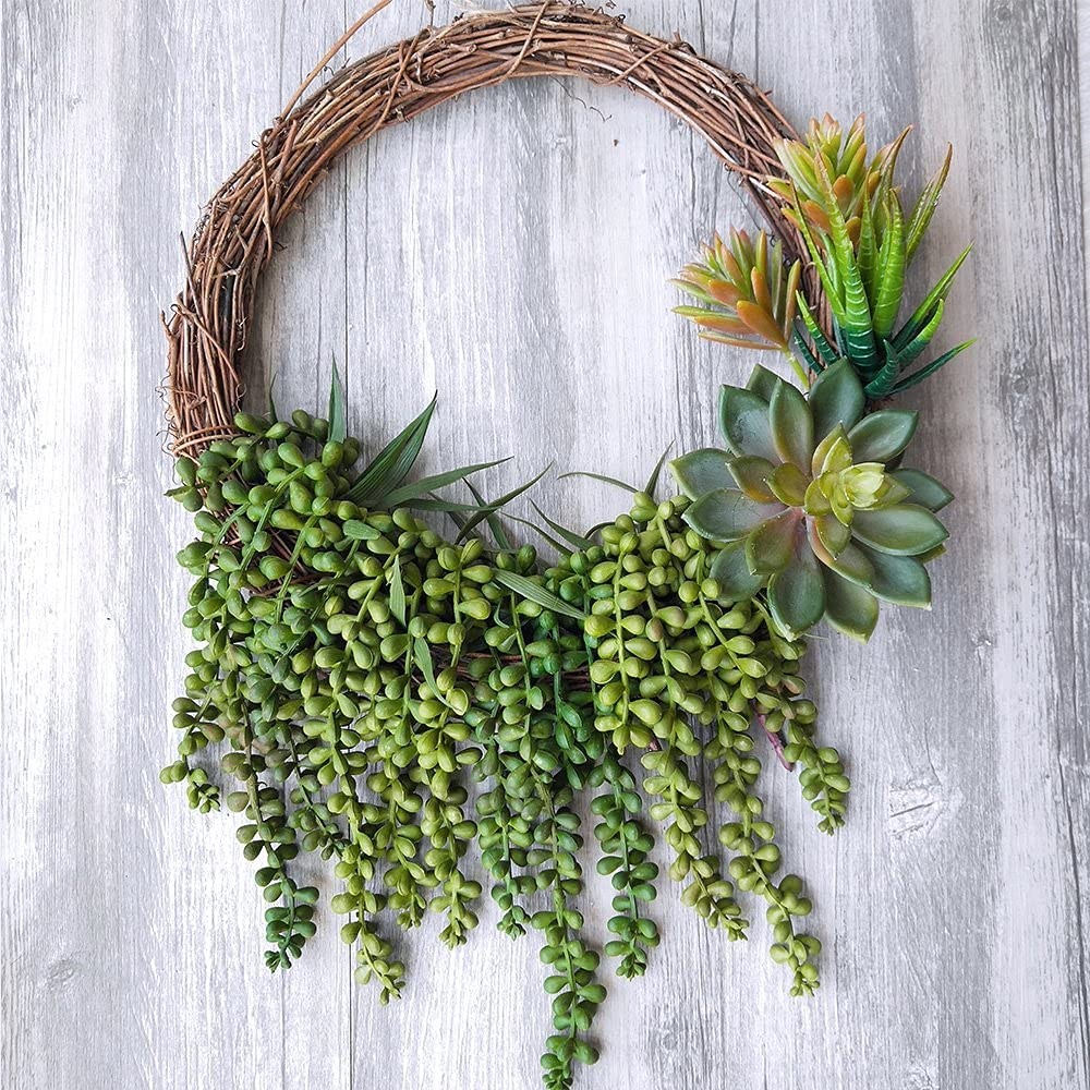 4 Pcs Artificial Hanging Succulents Faux Burro’S Tail Picks Trailing String of P