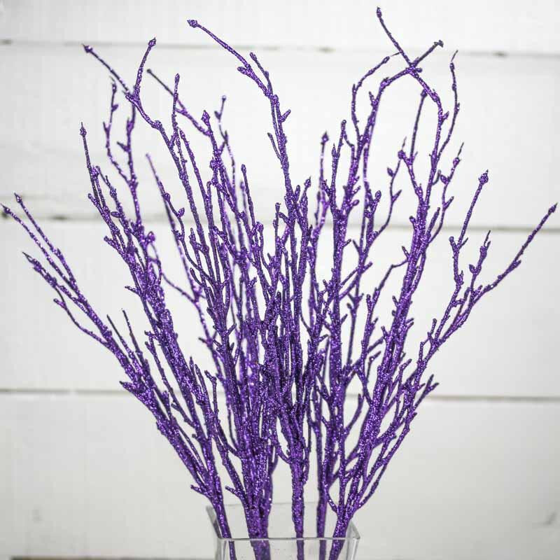 Package of 12 Purple Glittery Artificial Twig 22″ Branches