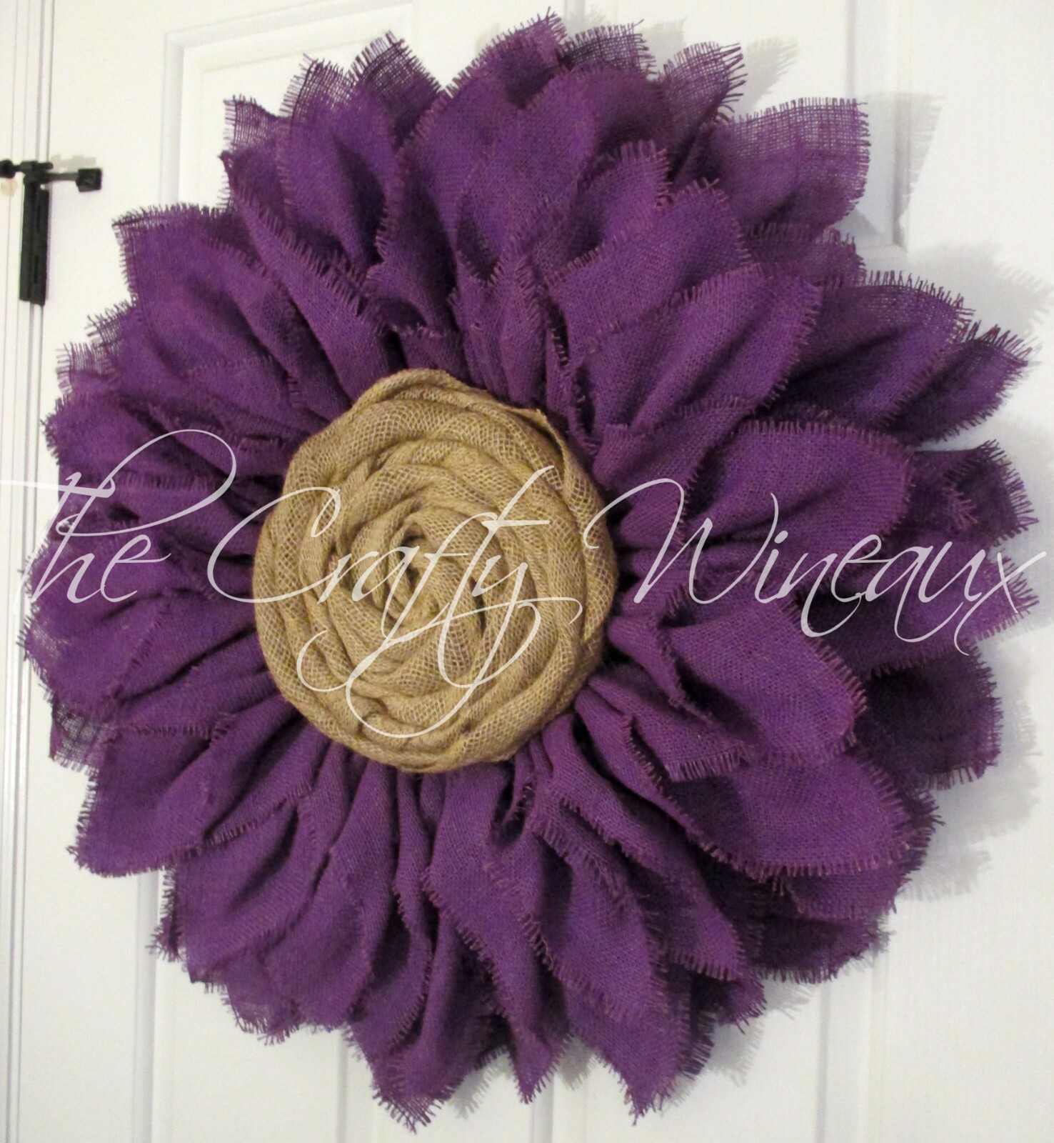 The Crafty Wineaux – Extra Thick 25″ Purple Burlap Sunflower Wreath