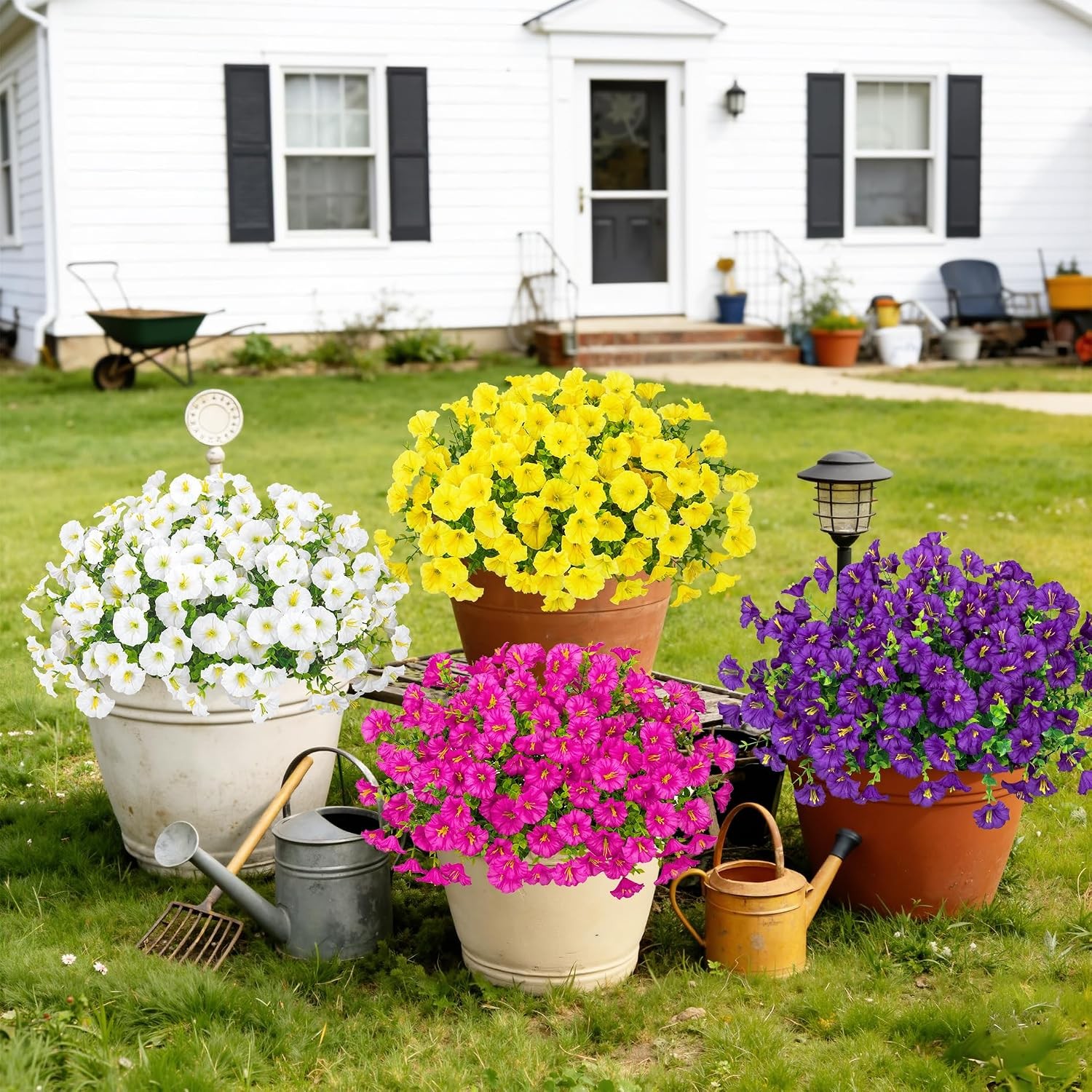 24 Bundles Artificial Morning Glory Flowers for Outdoors, Mixed | Realistic silk