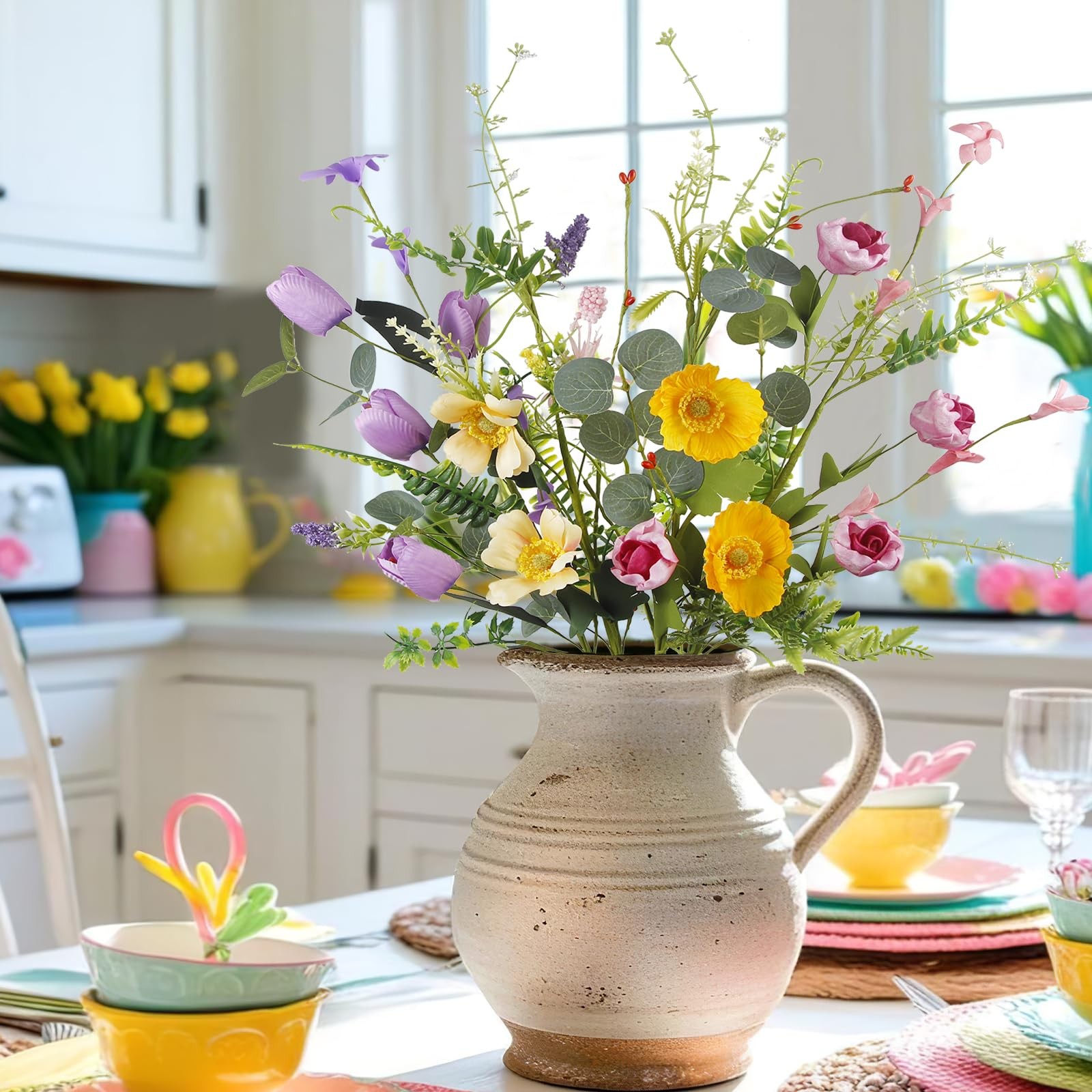 Artificial Wildflower Daisy Rose Poppy 4 PCS Summer Floral Table Centerpiece