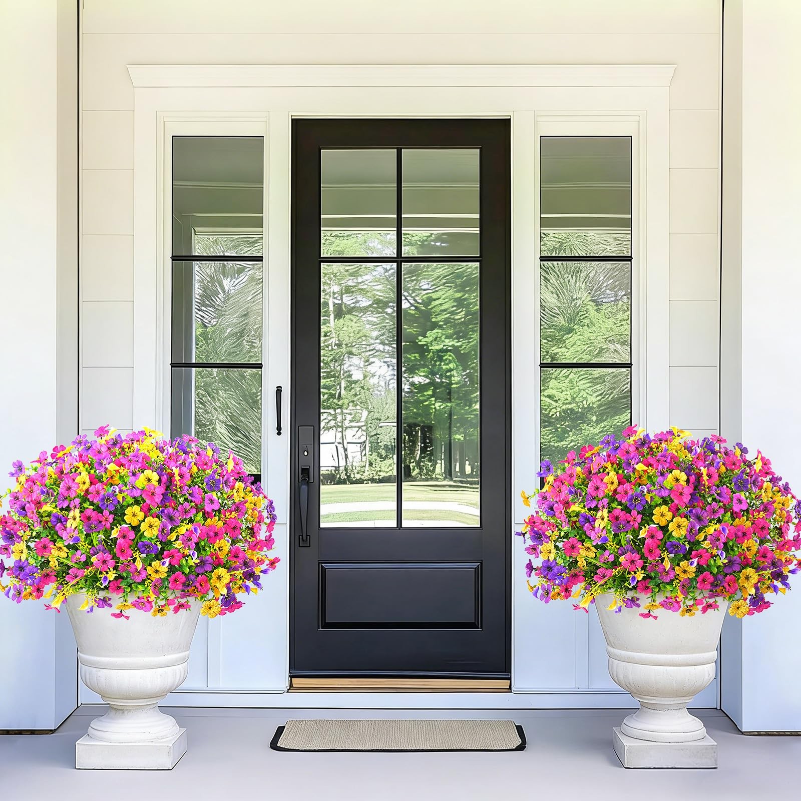 Artificial Flowers for Outdoors, 24 Bundles Faux Plants Outdoor Artificial Fl…