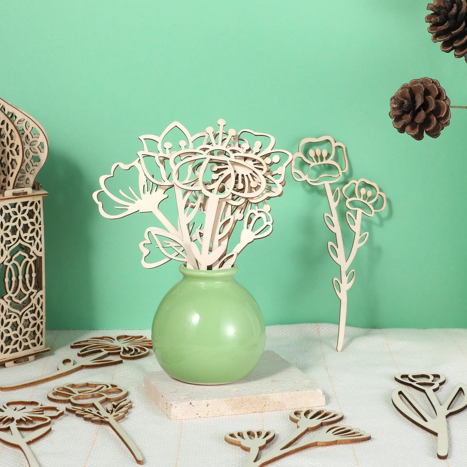 16 Pcs Wooden Wildflower Decor Set, Wooden Flowers for Crafts Boho Wall Decal…