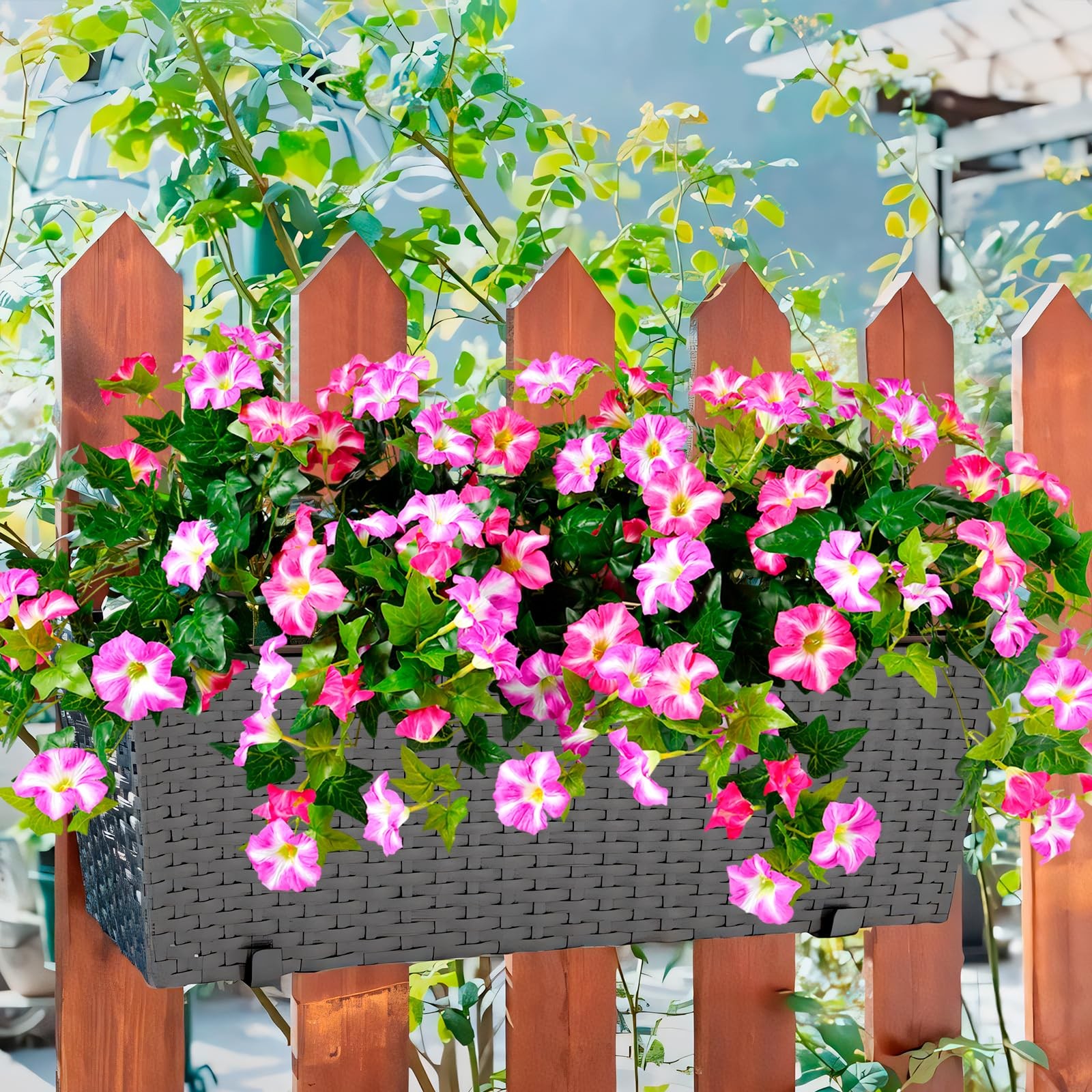 Artificial Flowers for Outdoors, 2 Pack UV Resistant Petunias with Real Touch…