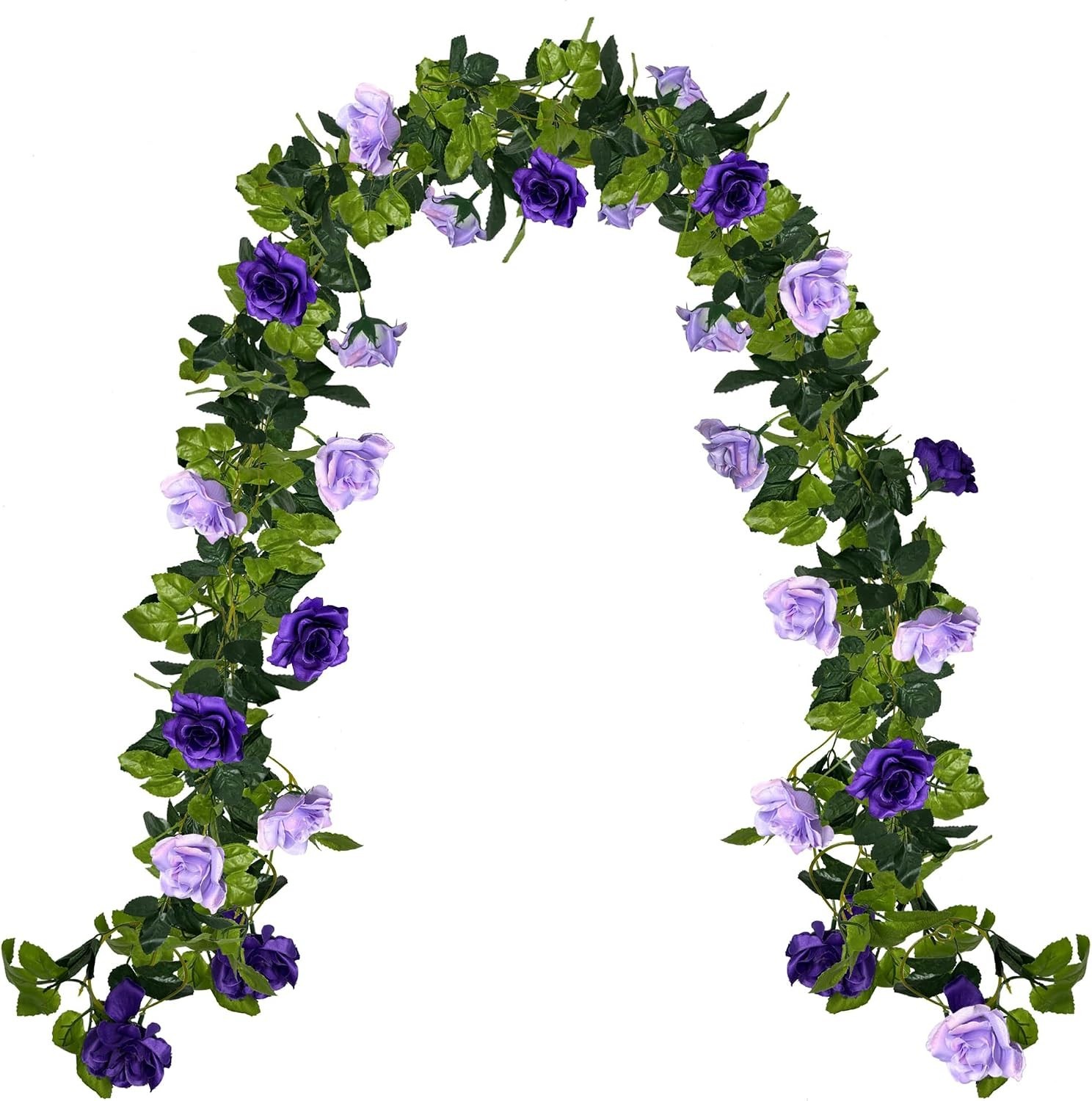 Fake Rose Garland 4 Pack, 15.8FT Artificial Flower Hanging Rose Vines Purple