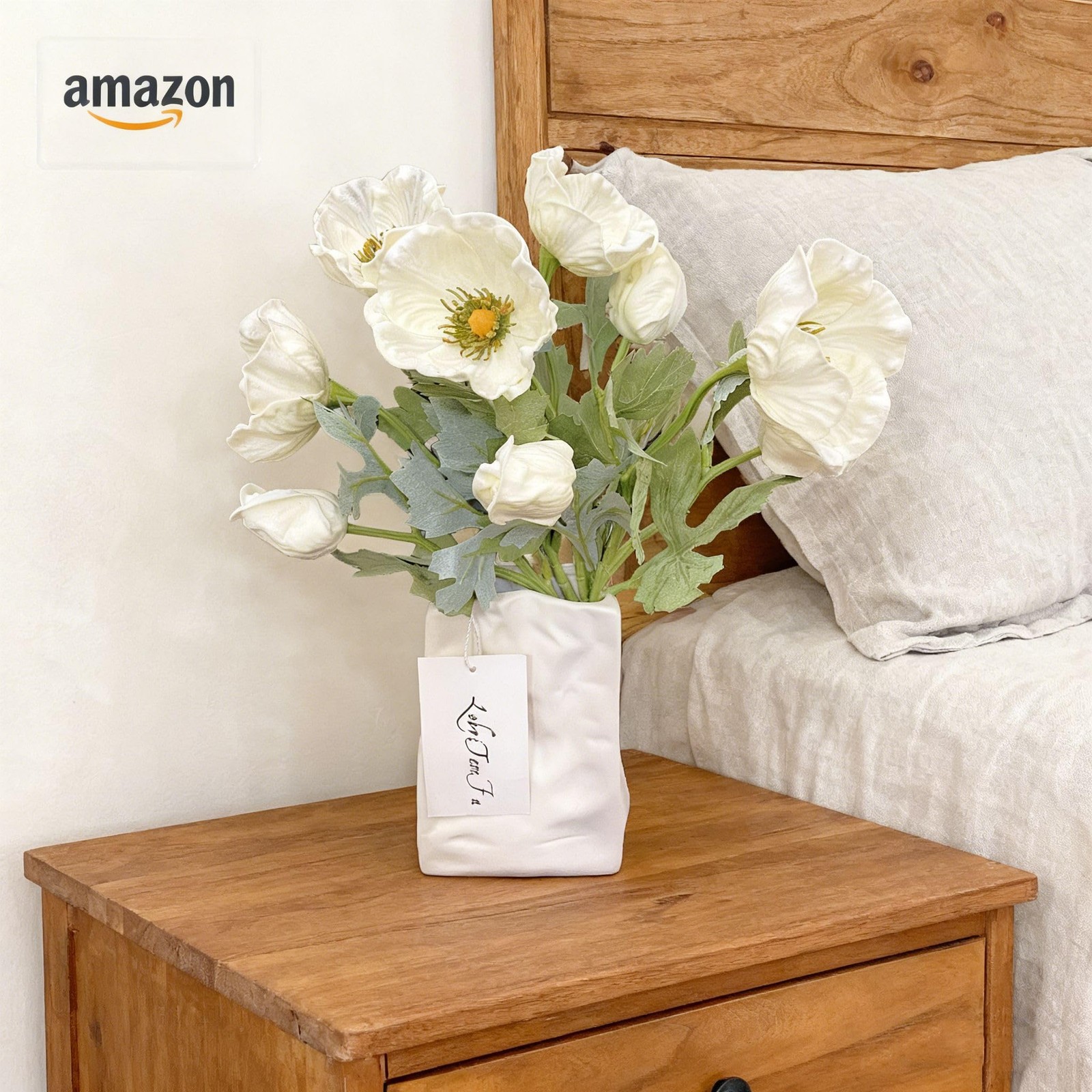 5 PCS White Artificial Real Touch PU Anemone Flower Bouquet Room Home Decor