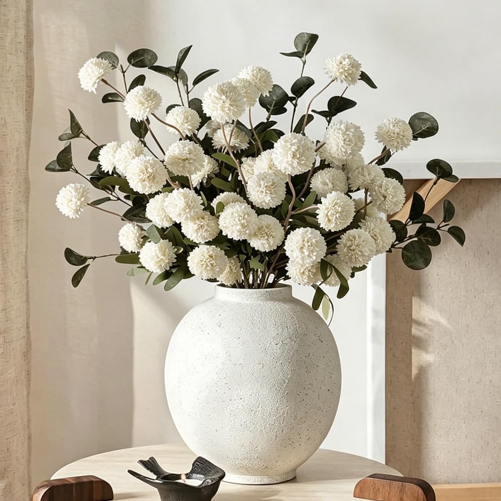 10pcs Long Stem Artificial Flowers with Eucalyptus for Vase,20″ Tall Fake Sil…