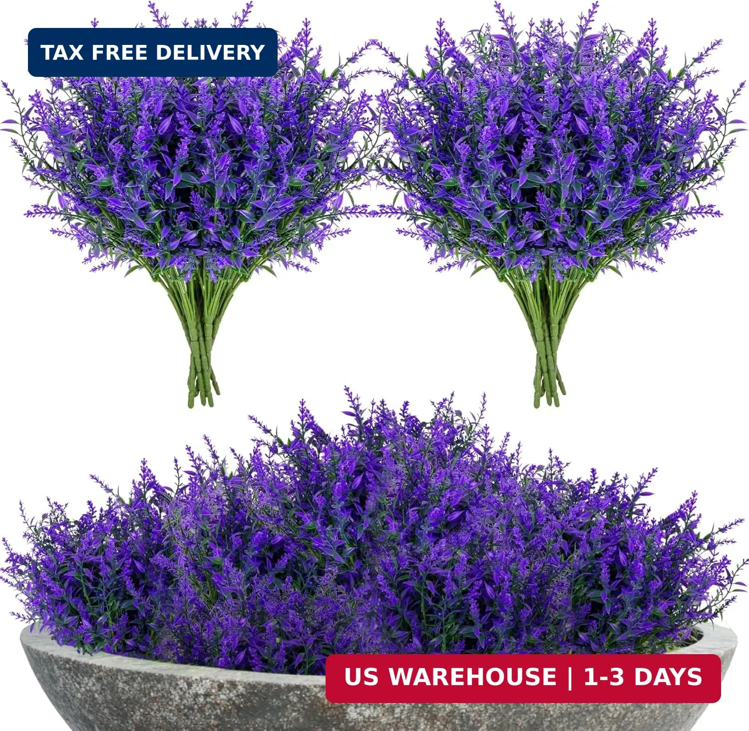 RAINFLOW Artificial Lavender Flowers – 7 Pcs Artificial Flowers for Outdoors Fau