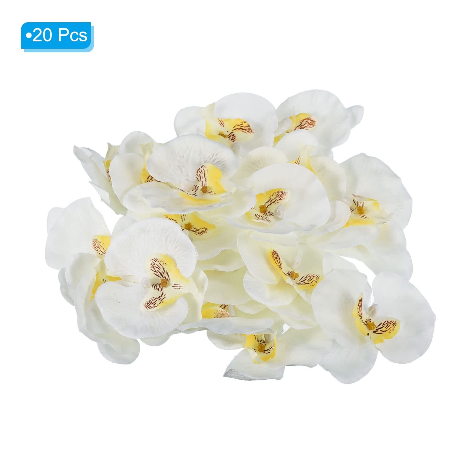 3.5″ Artificial Orchid Flower Heads, 20 Pack Silk Phalaenopsis Fake Butterfly…