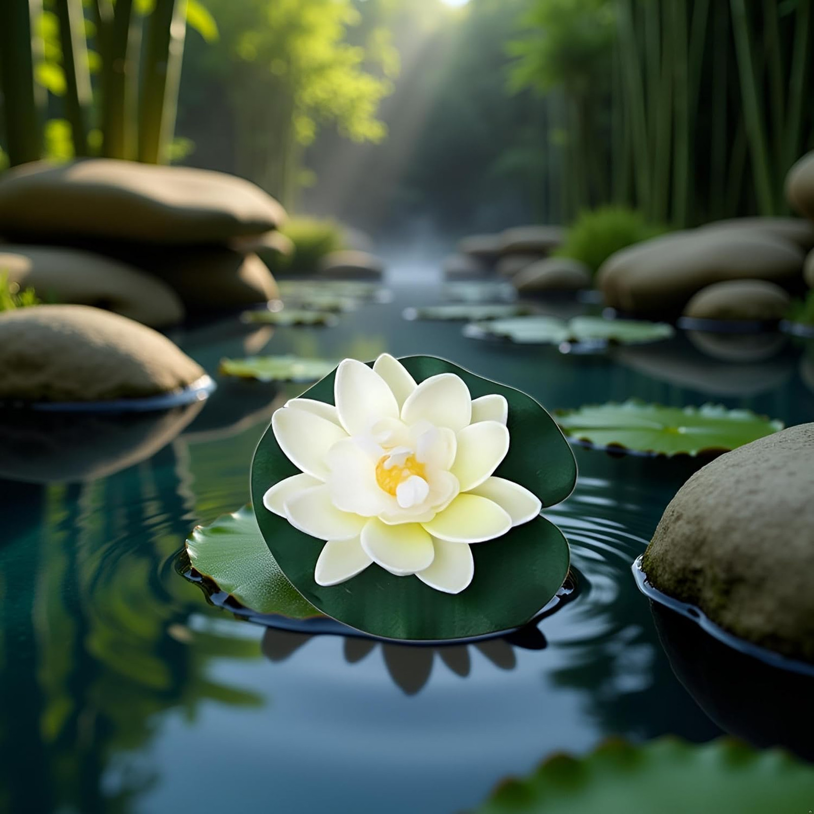 Artificial Foam Lotus Flowers with Water Lily Pads Set of 2 for Ponds Pools