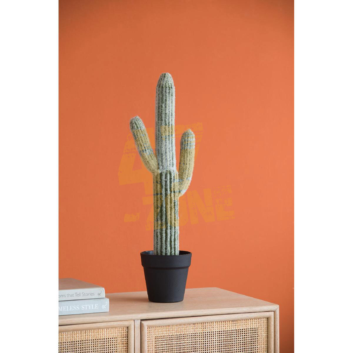 Potted Faux Saguaro Cactus Green Black Botanical Artifical Indoor Outdoor Garden