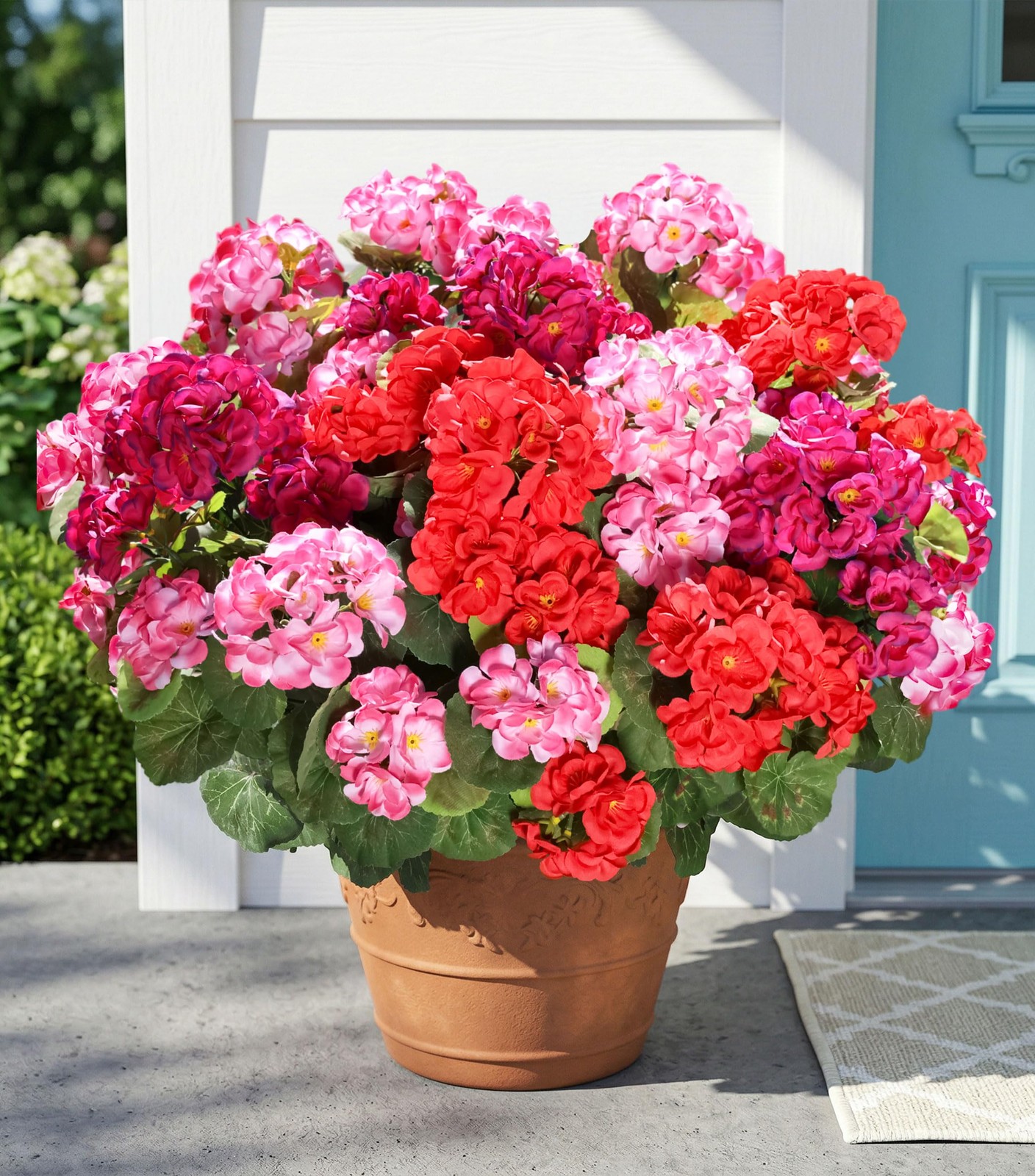 Fake Geraniums Artificial Flowers for Outdoors, 6 Bundles Silk Geraniums Flow…