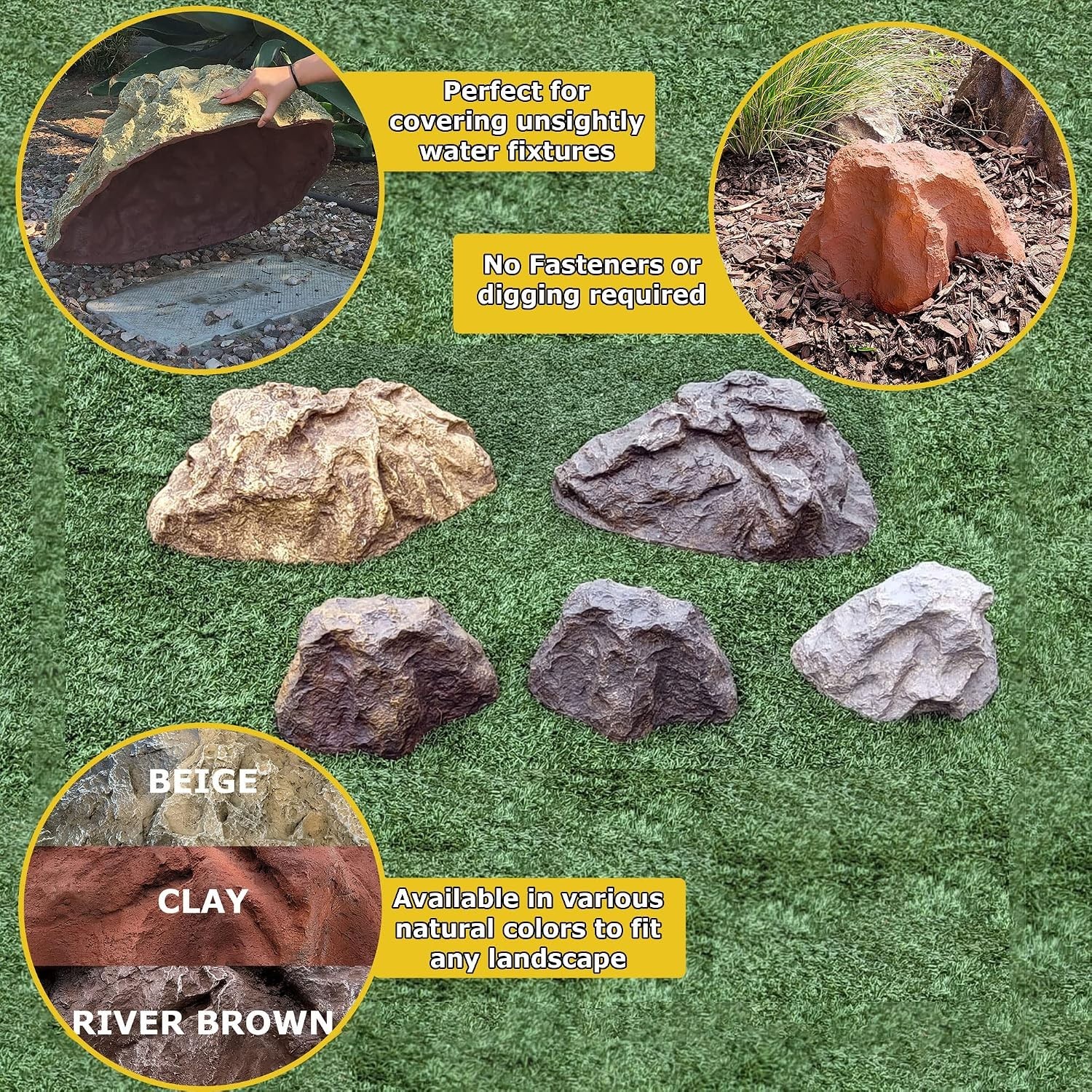 Versatile Fake Rock Cover for Landscaping Small Beige 9 Inch High 16 Inch Long