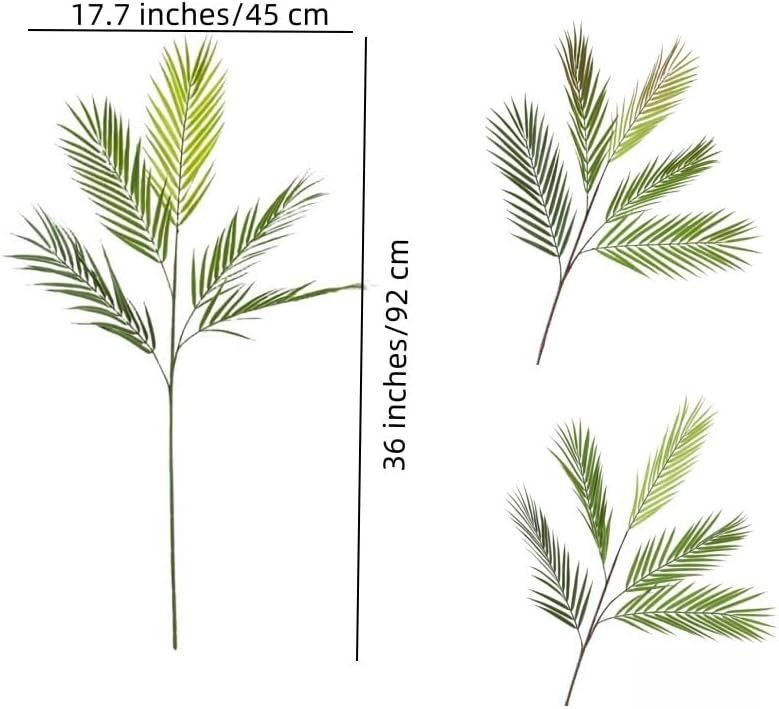 3 Pack of Lifelike 36″ Green Palm Leaves – Versatile Party & Home Decoration