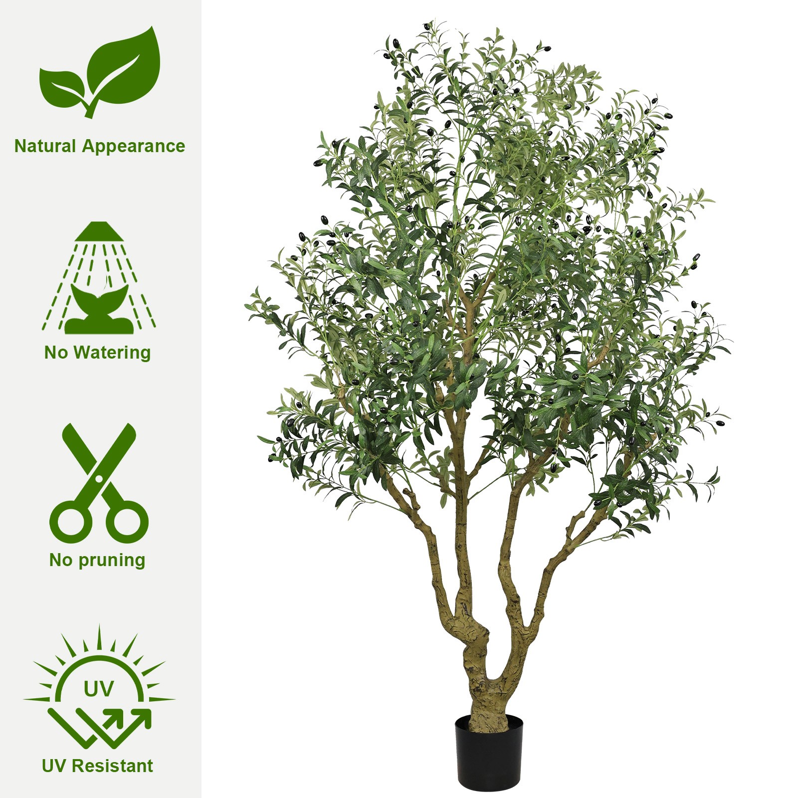 8FT Tall Artificial Olive Tree Large Faux Potted Tree Indoor/Outdoor Decor