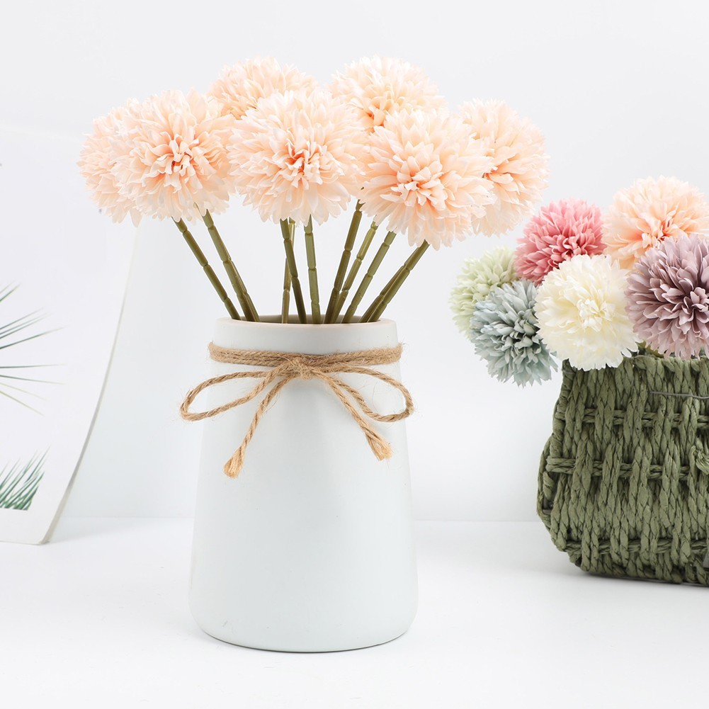 6pcs Artificial Chrysanthemum Ball Flowers Hydrangea Bouquet Presents Decor
