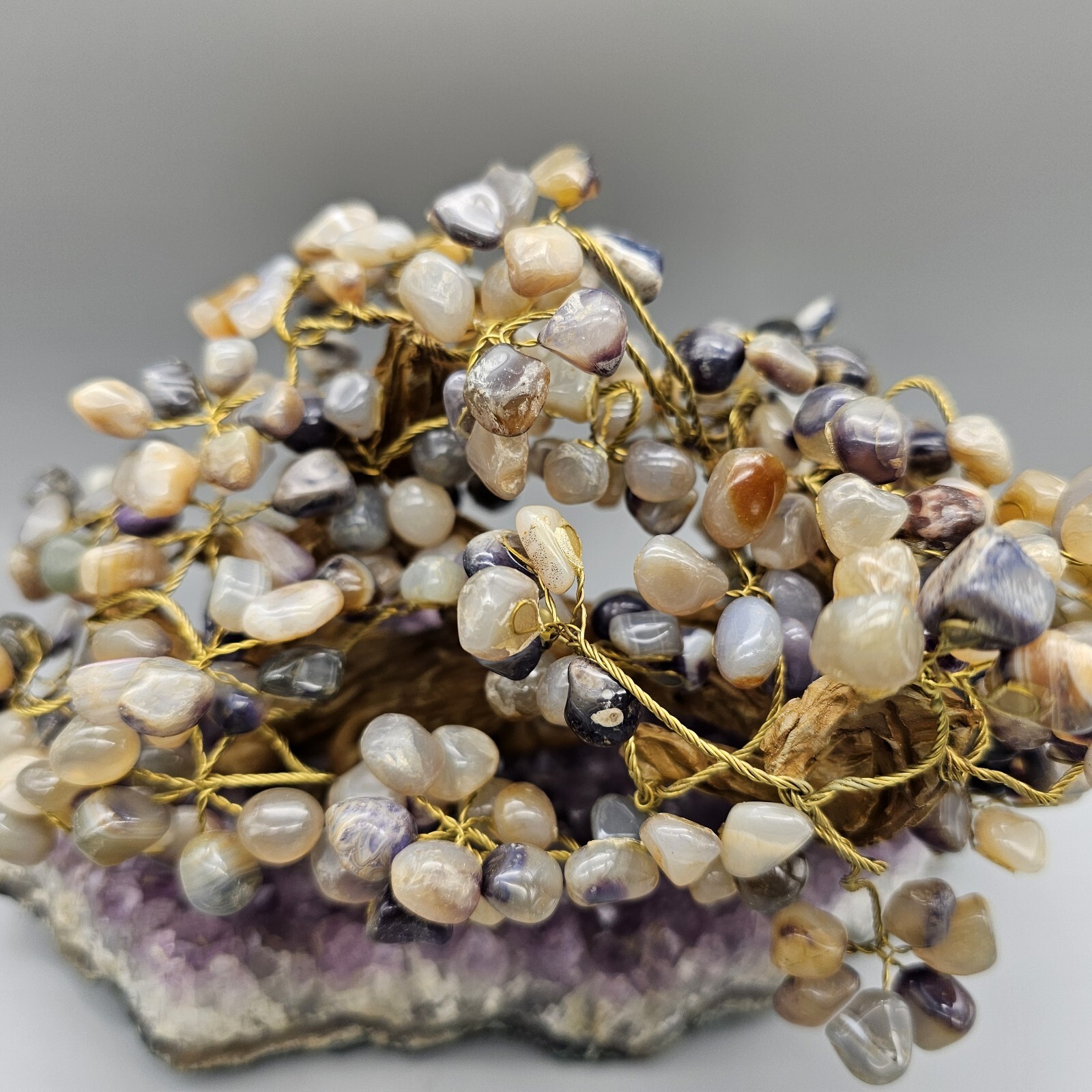 Natural Amethyst Healing Crystal Money Tree on Amethyst Cluster Geode