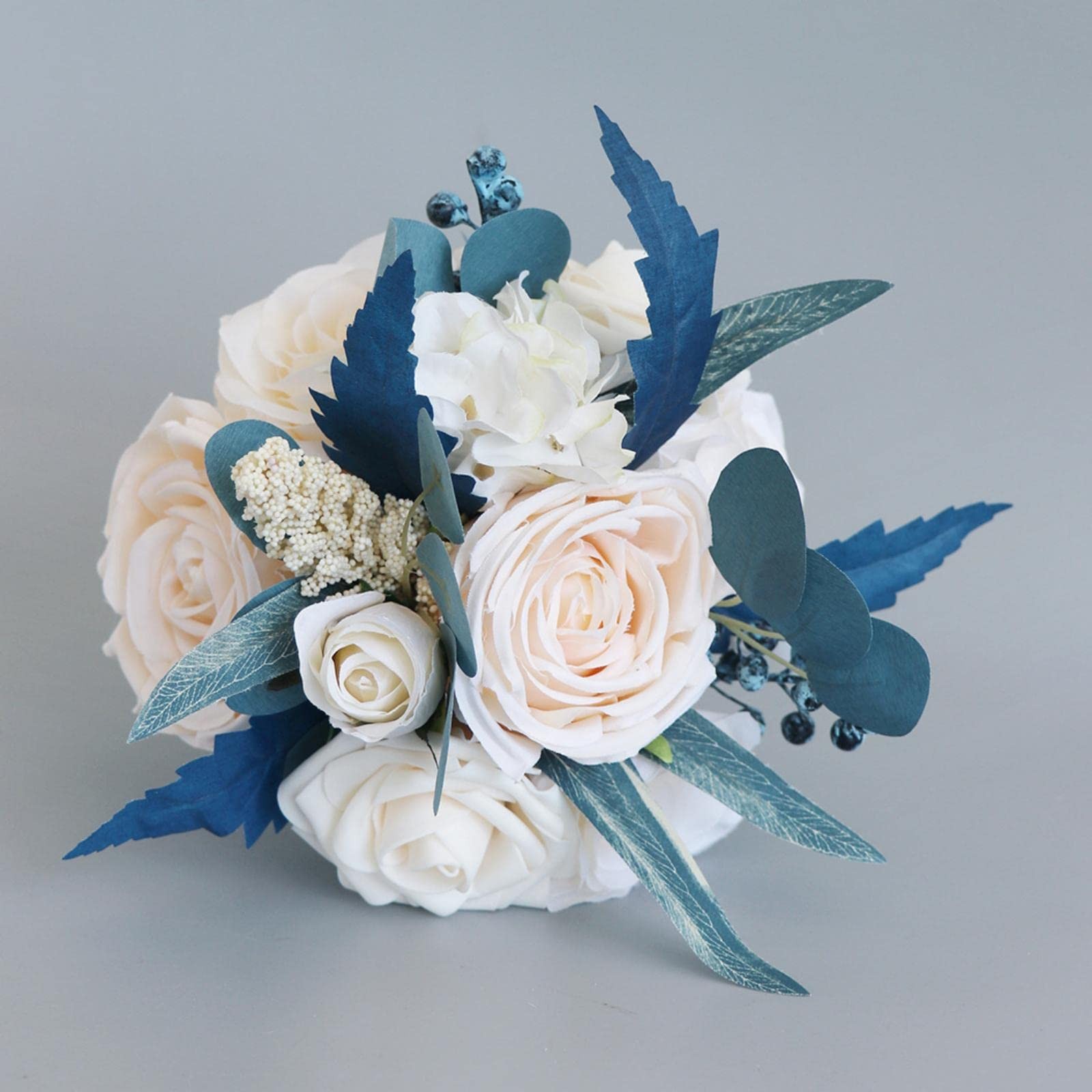 Wedding Bouquets For Bride Bridesmaid Artificial Dusty Blue Flowers Romantic Wed