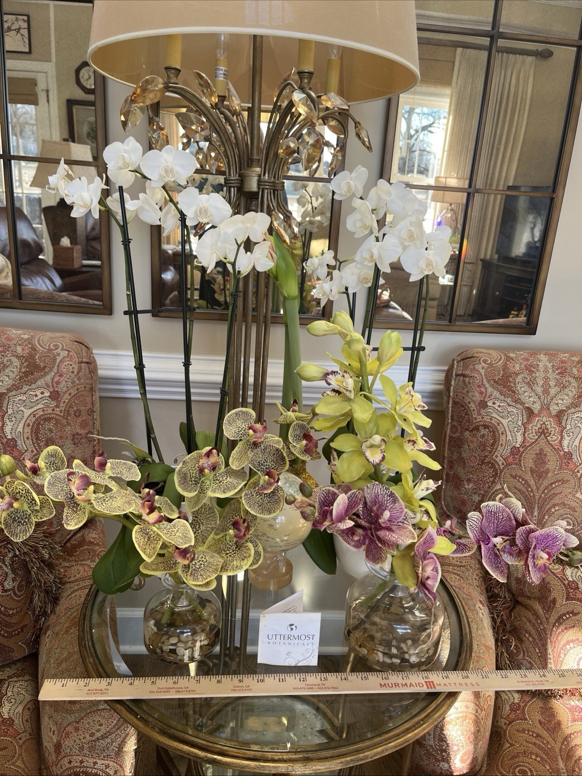 Uttermost – Gorgeous Faux Orchids ***PAIR 18” Tall 12” Tall TWO for Price ONE!