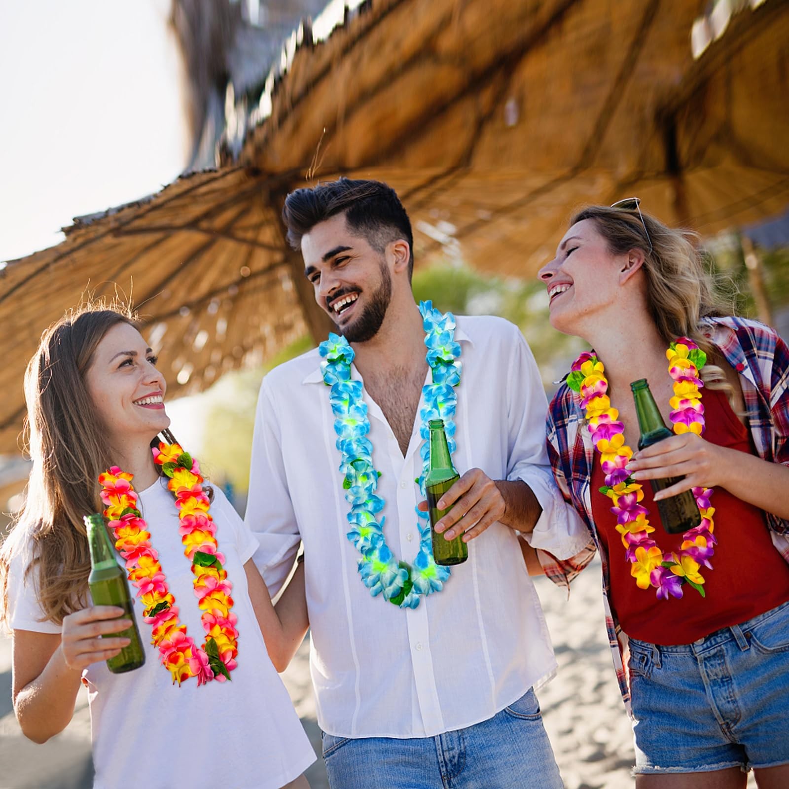 12 Counts Thickened Hawaiian Leis, Perfect Luau Party Supplies for Summer Beach