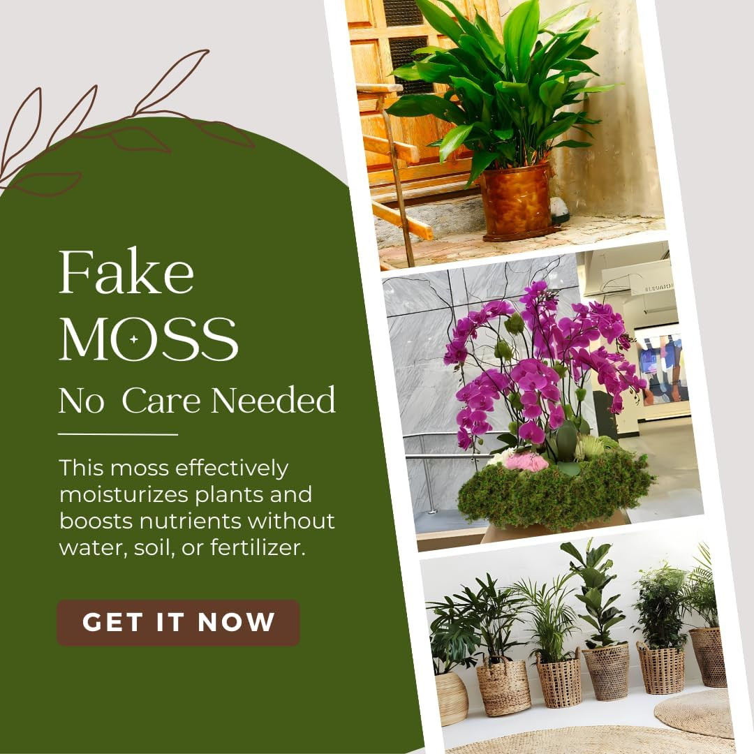 Fake Moss for Plants Indoor, 16OZ Green Moss for Crafts, Artificial Moss for Fau