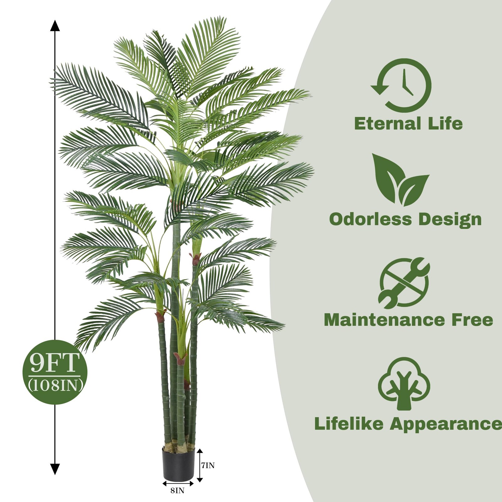Artificial Palm Tree 9FT(108in) Tall Faux Tree with Large Trunks and 35 Reali…