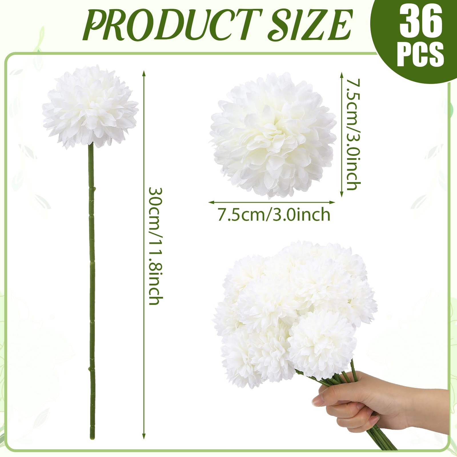 Ovveroche 36 Pcs Artificial Flowers Chrysanthemum, Fake Hydrangea Flowers wit…