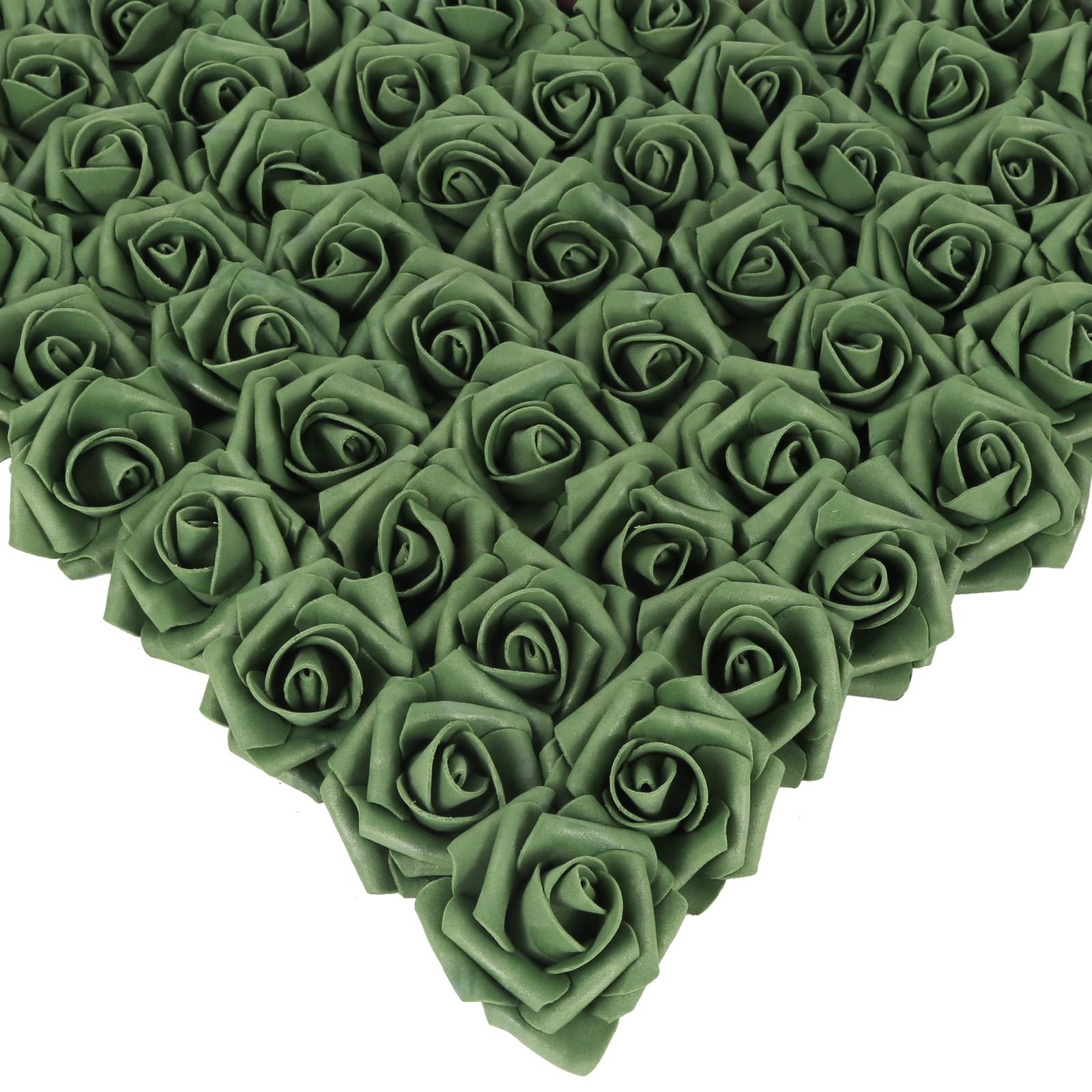 200PCS Emerald Green Foam Roses, 1.97in, Fake, Artificial, DIY, Wedding