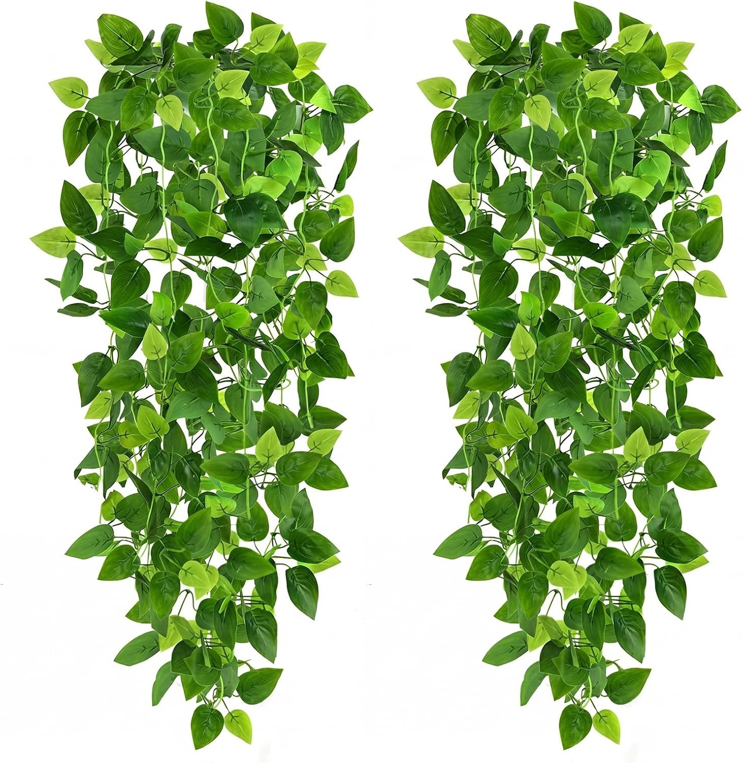 Realistic 3.6ft Ivy Pothos Vines – Set of 2 Faux Hanging Plants for Home Decor