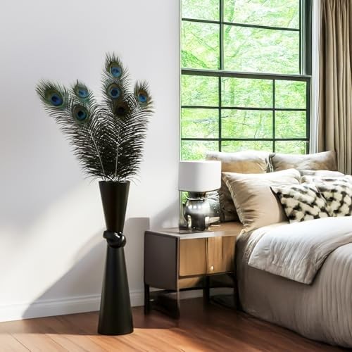 Tall Floor Vase 23.6″ – Glossy Resin Decorative Floor Vase for 23.6 in Black