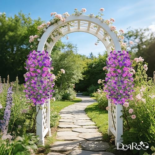 Artificial Fake Flowers for Outdoors,2PCS Faux Hanging Purple Deep Purple