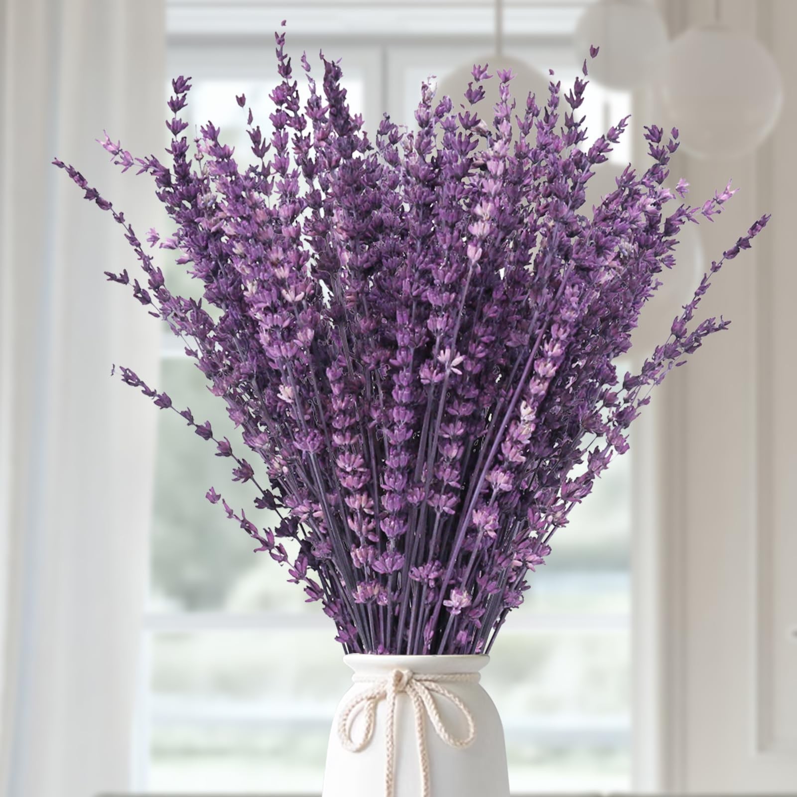 Elegant Dried Lavender Bouquet 15-17 Inches Preserved Purple Flowers for Home