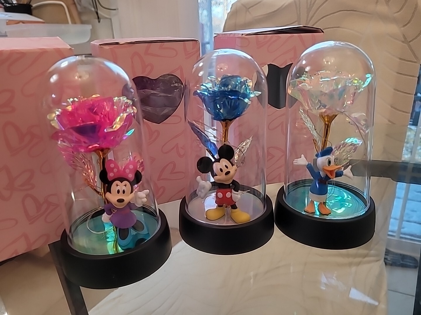 3 Rose LED Light Foi Crystal Flowers With Mickey &Friend Valentine’s Day Gift
