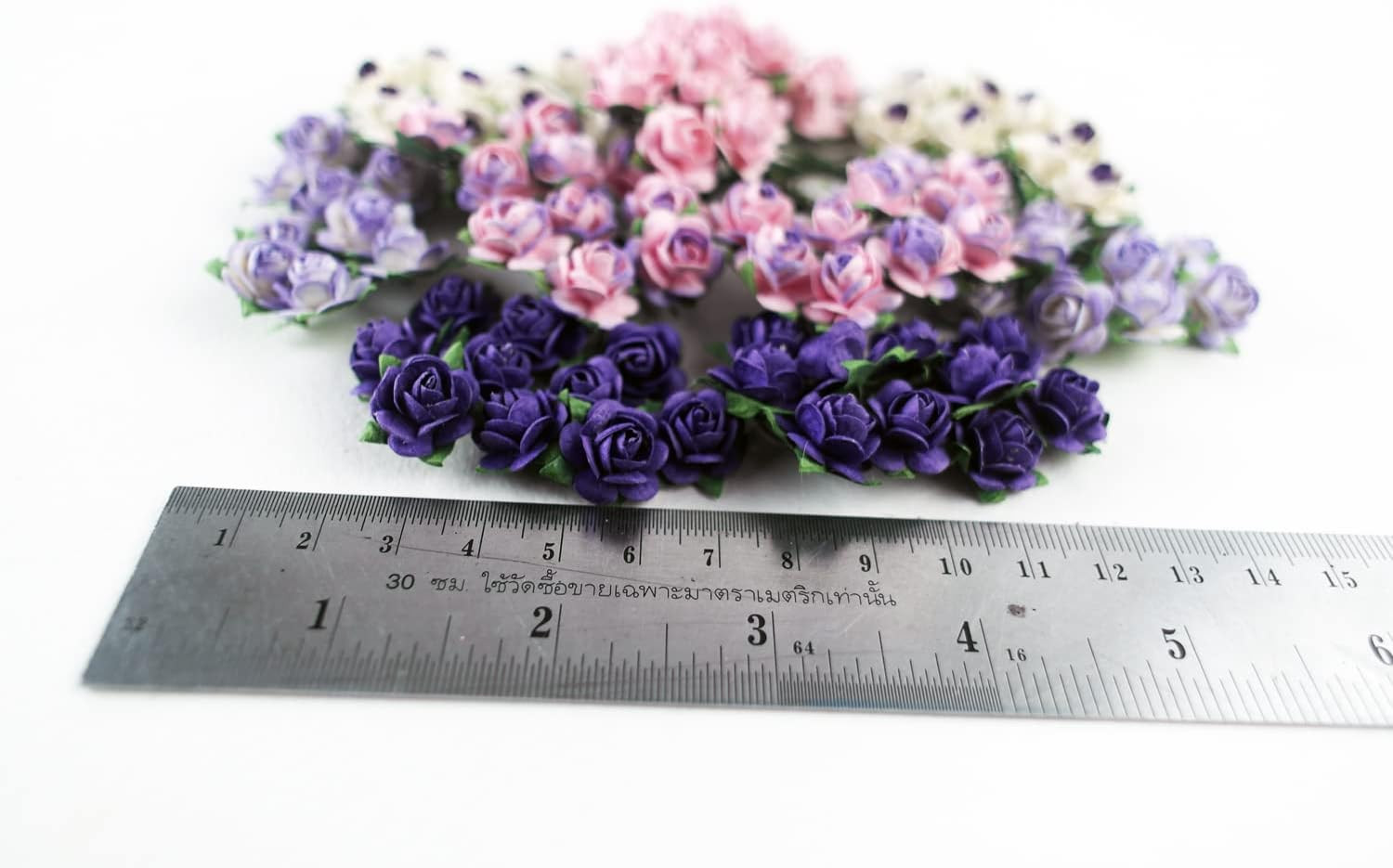 100 pcs Mini Rose Mixed Violoet Two Tone Color Mulberry Paper Flower 15-18 mm…