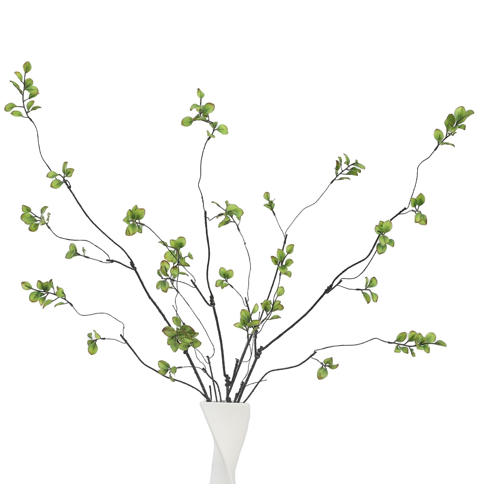 4 Pcs 38.5″ Tall All-Green Artificial Branches with Leaves, Realistic Faux Fi…