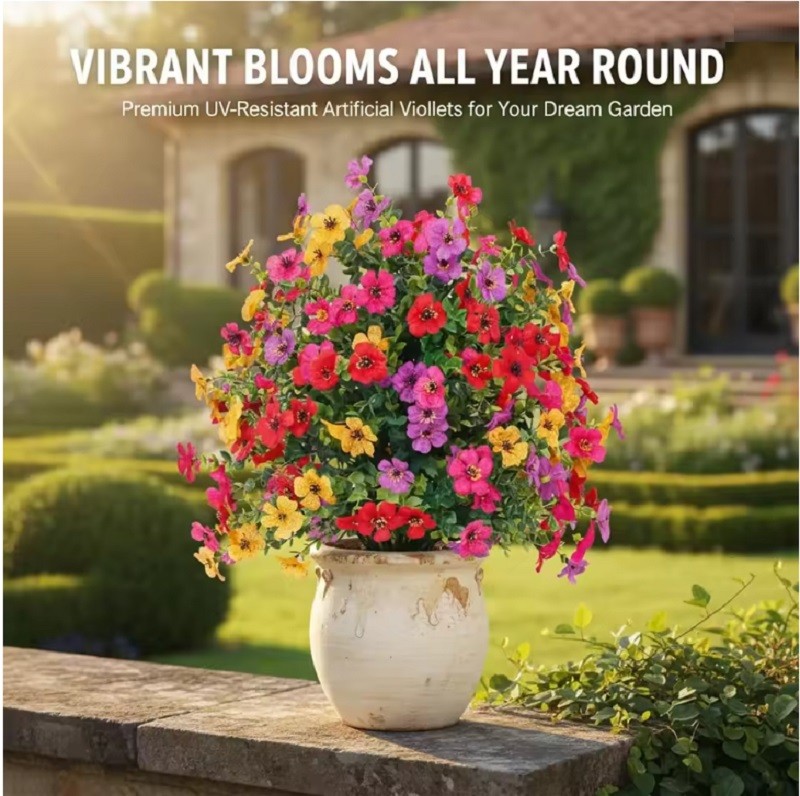 Artificial Flowers For Outdoors Spring Decoration with Spike UV Resistant Garden